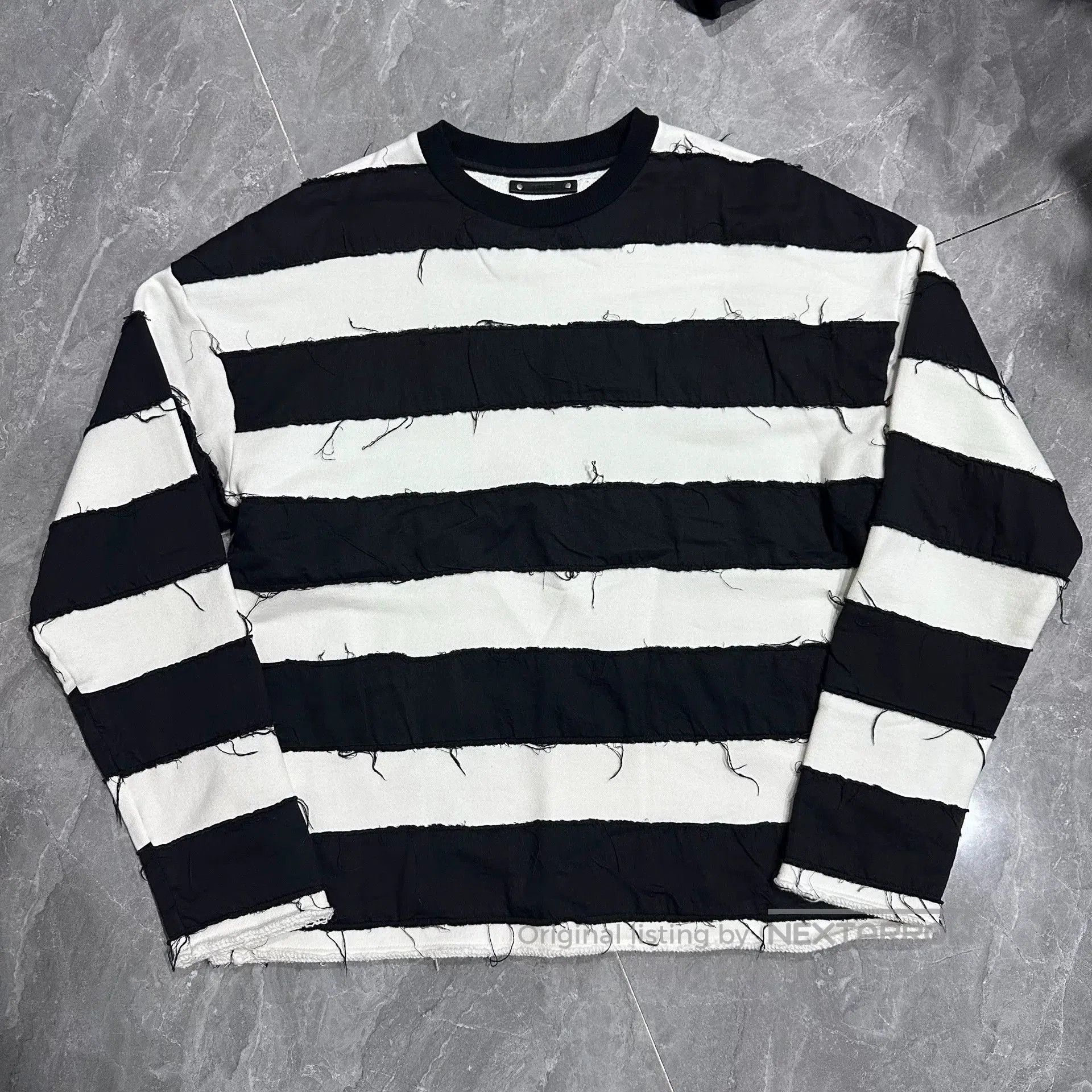 Vintage Minedenim Distressed Fringe Black White Hoodie. Size US M / EU 48-50 / 2 - 1 Thumbnail