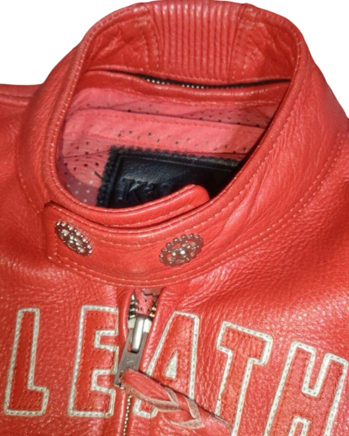 Kadoya Black Star God Speed Genuine Red Leather Crop Biker Jacket Size US M / EU 48-50 / 2 - 10 Thumbnail