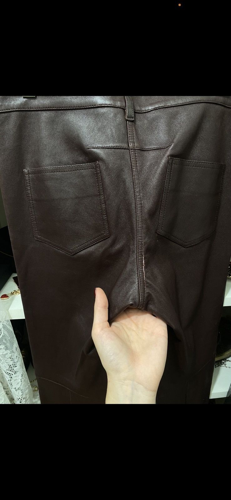Givenchy Givency leather pants, burgundy (rare luxury) Size 24" / US 00 / IT 34 - 18 Thumbnail