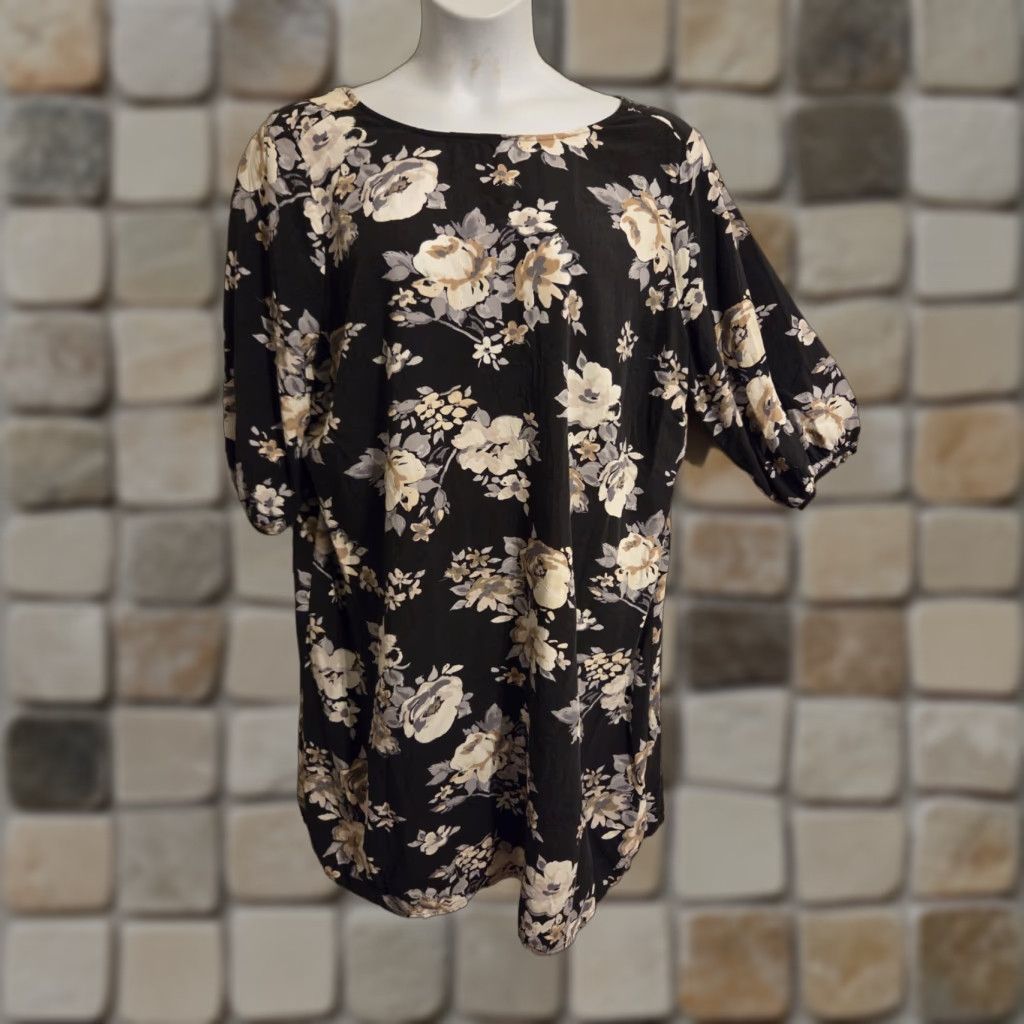 Old Navy Old Navy Gray Floral Print Mini Shift Dress 3X Plus Size XXL / US 16-18 / IT 52-54 - 1 Thumbnail