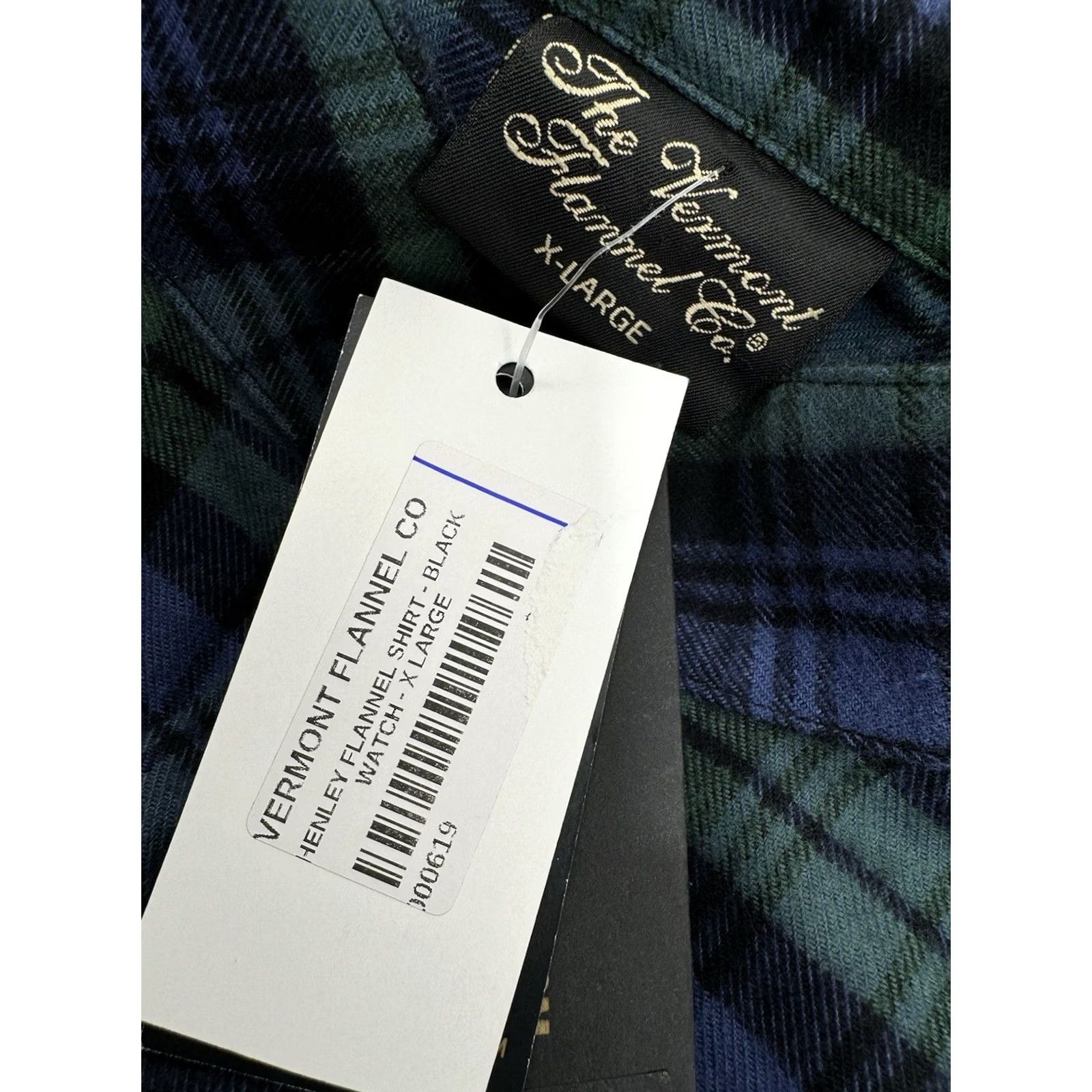 CO Vermont Flannel Co - Plaid Collarless XL Pullover Shirt Men's Blue / Green Flannel Shirt, Button-Up, Long Sleeve, Winter Plaid, W Tags New Size US XL / EU 56 / 4 - 5 Thumbnail