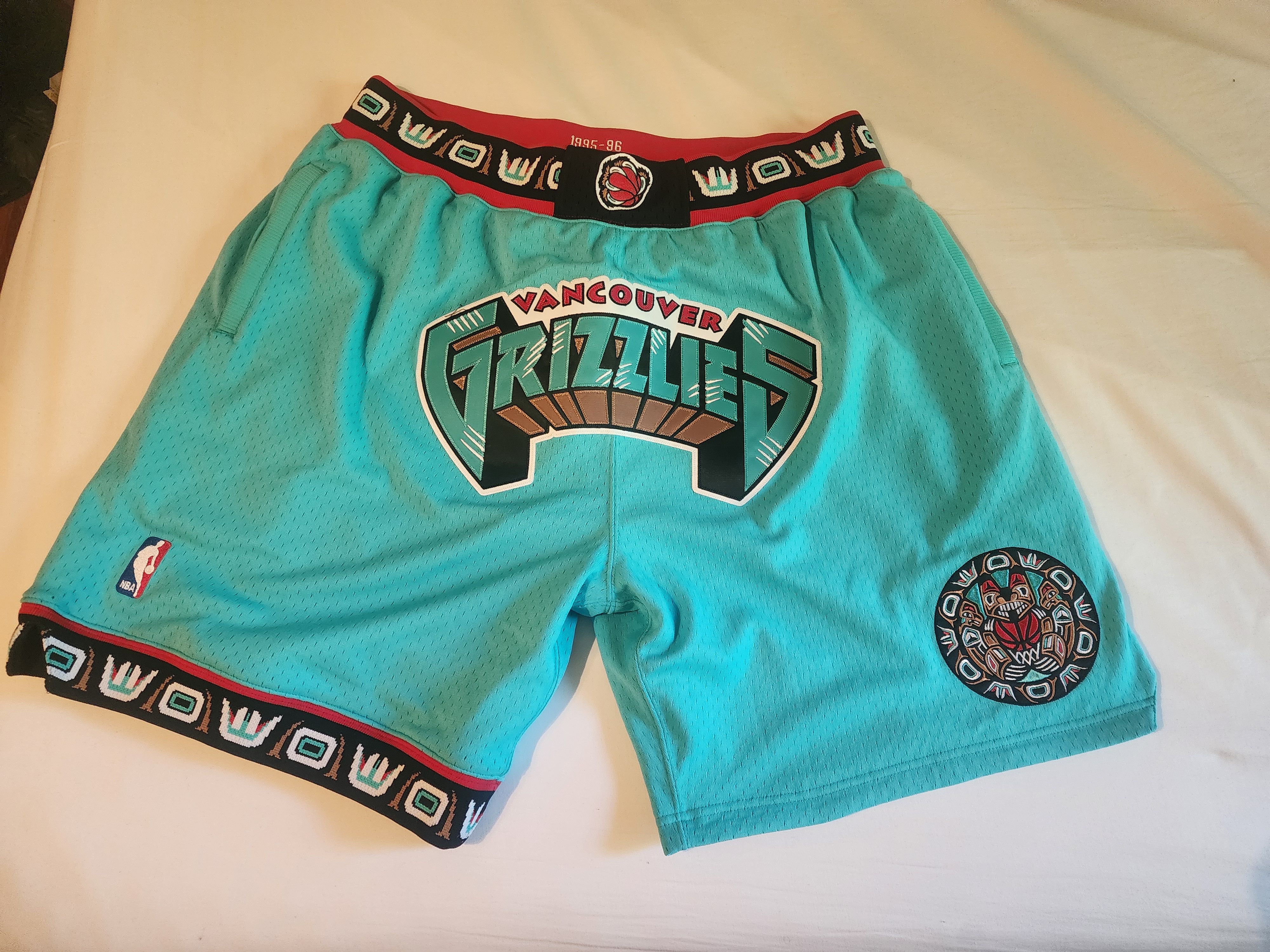 image of Just Don X Mitchell And Ness Vancouver Grizzles Shorts Size 2X in Teal/Black, Men's