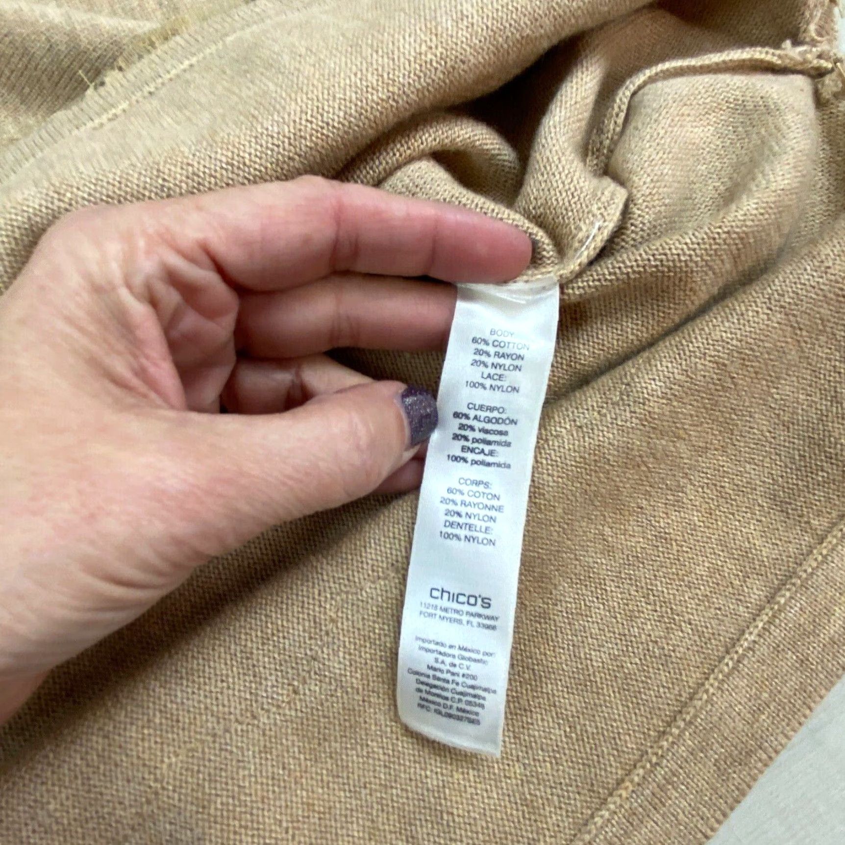Vintage Chico's Womens Tan Sweater Pullover Lace Edges 3/4 Sleeves Size 0 Beige Ladies Size S / US 4 / IT 40 - 5 Thumbnail