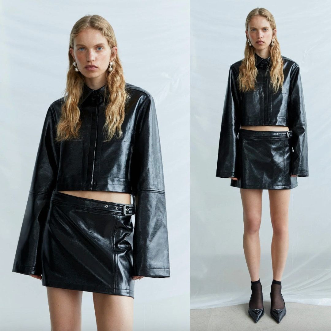 SIR. SIR. | Midnight Crop Black Patent Leather Jacket XS/S Size XS / US 0-2 / IT 36-38 - 2 Thumbnail