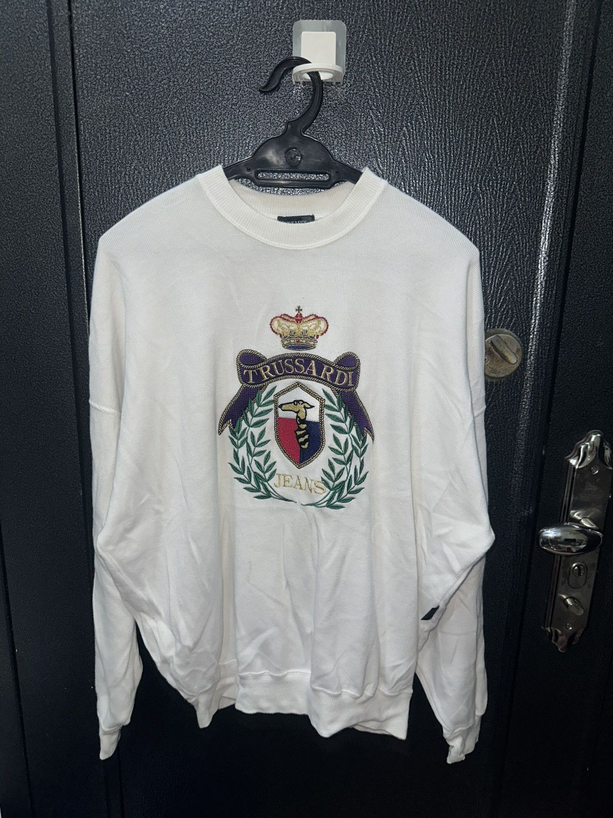 Trussardi Vintage Trussardi Jeans Big Logo Embroidered Sweatshirt Size US XL / EU 56 / 4 - 1 Thumbnail