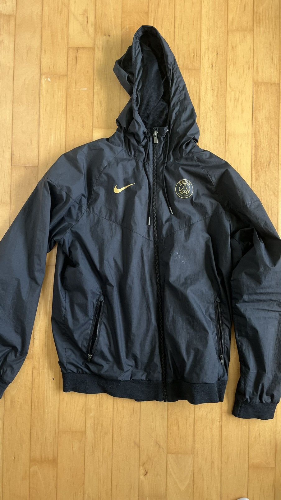 Nike Nike PSG Windbreaker Jacket Paris Black Gold Hooded Jacket Size US M / EU 48-50 / 2 - 1 Thumbnail
