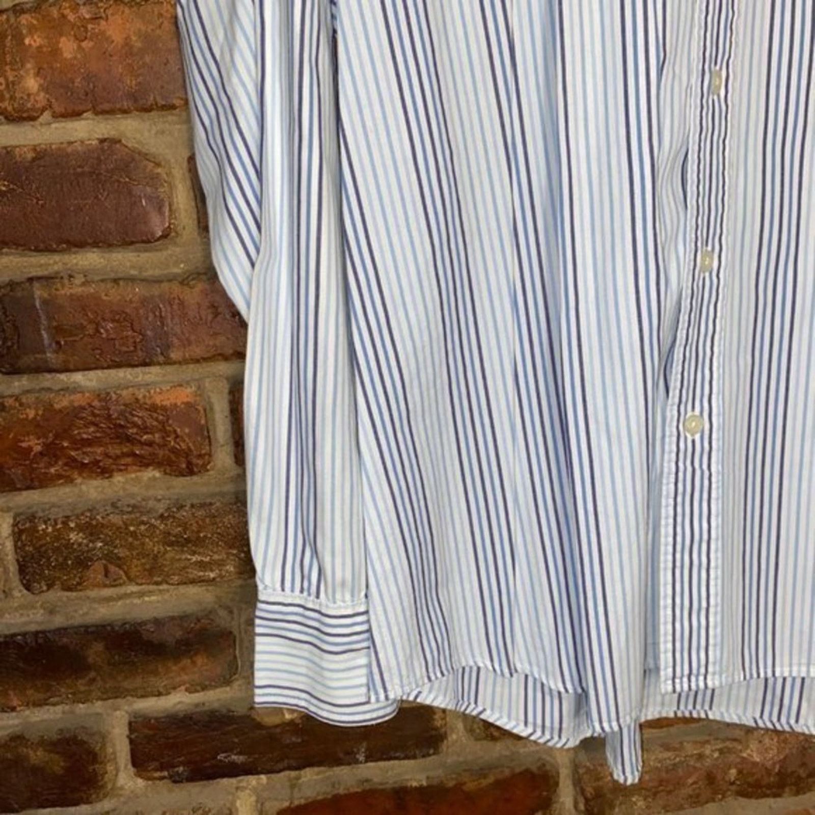Sonoma Sonoma White Blue Stripe Long Sleeve Button Down Shirt Large Size US L / EU 52-54 / 3 - 5 Thumbnail