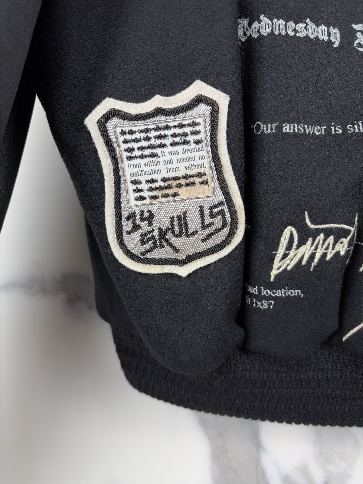 Raf Simons FW06 Raf By Raf Simons Ashes And Heroes Wool Varsity Jacket Size US S / EU 44-46 / 1 - 8 Thumbnail