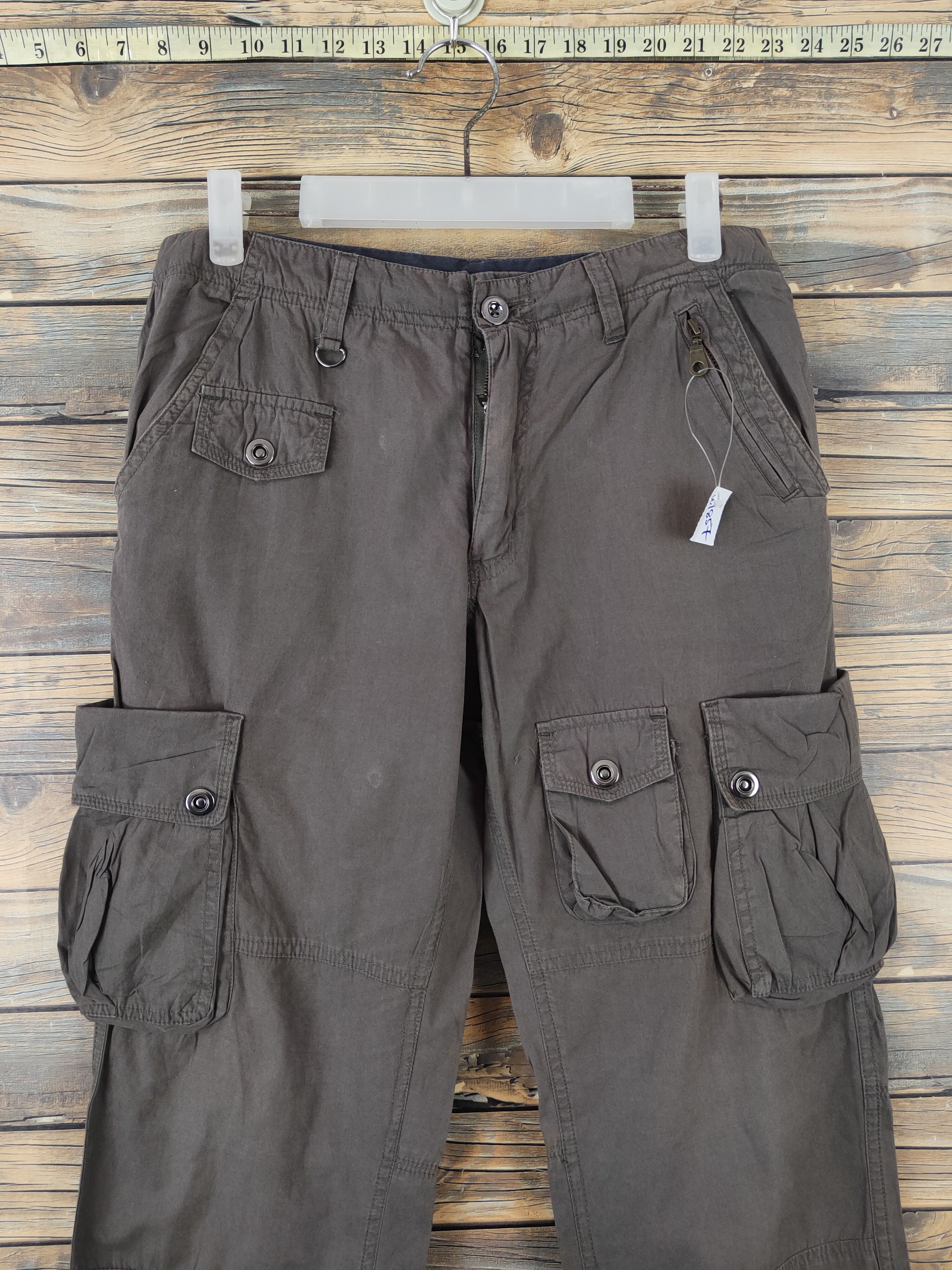 Japanese Brand D Daily News Dark Brown Multipocket Cargo Pants #W1857 Size US 30 / EU 46 - 2 Thumbnail