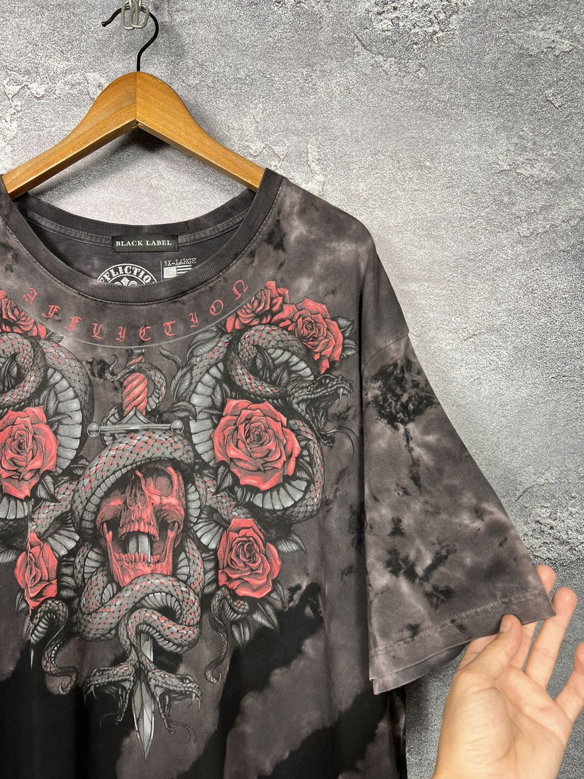 Affliction Affliction 3XL All Over Print Rhinestone Kross Logo T-shirt Size US XXL / EU 58 / 5 - 6 Thumbnail