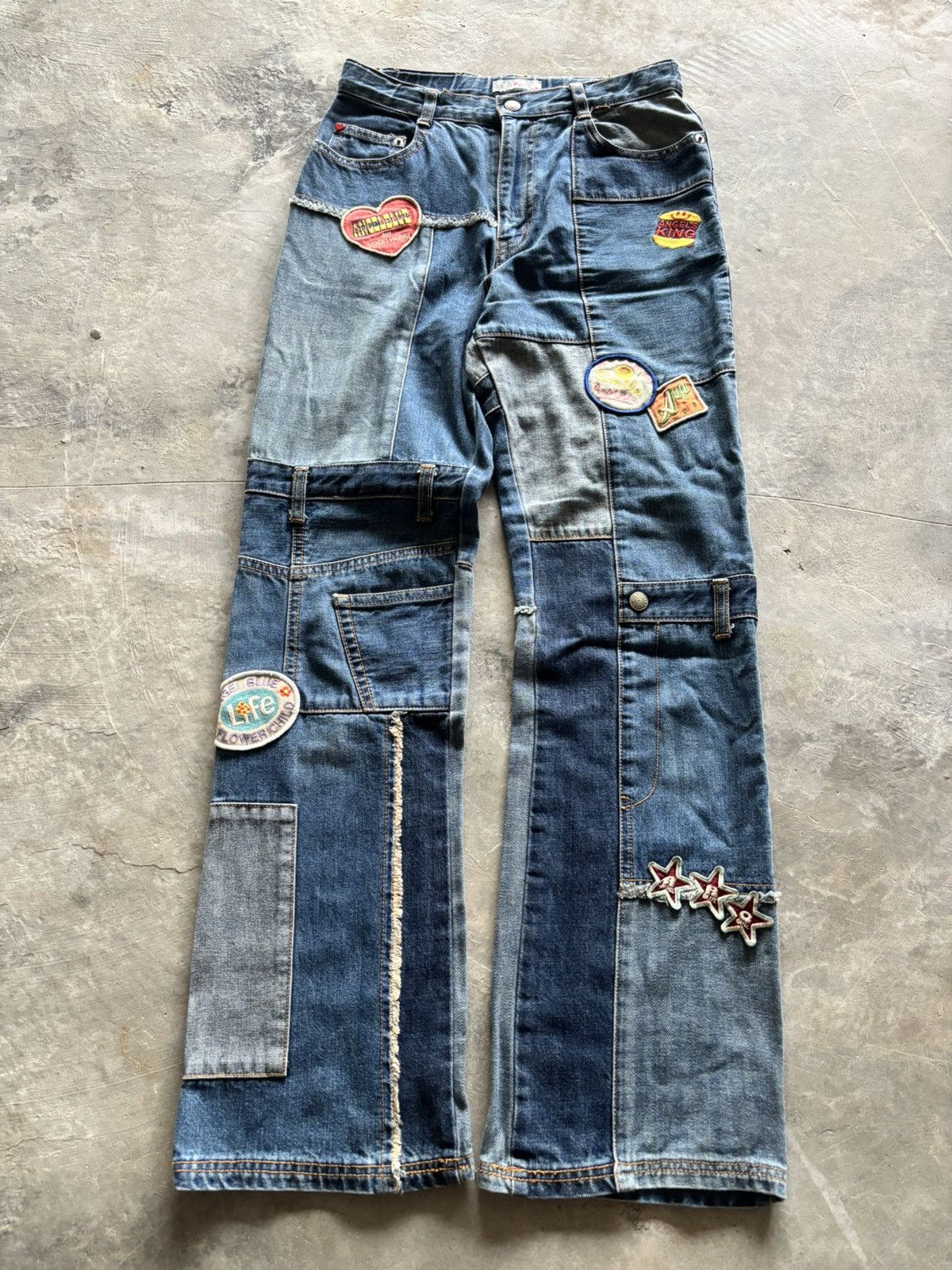 20471120 × Angel Blue × Hysteric Glamour ANGEL BLUE flare japanese reconstruct patches embroidery Size 26" / US 2 / IT 38 - 1 Thumbnail