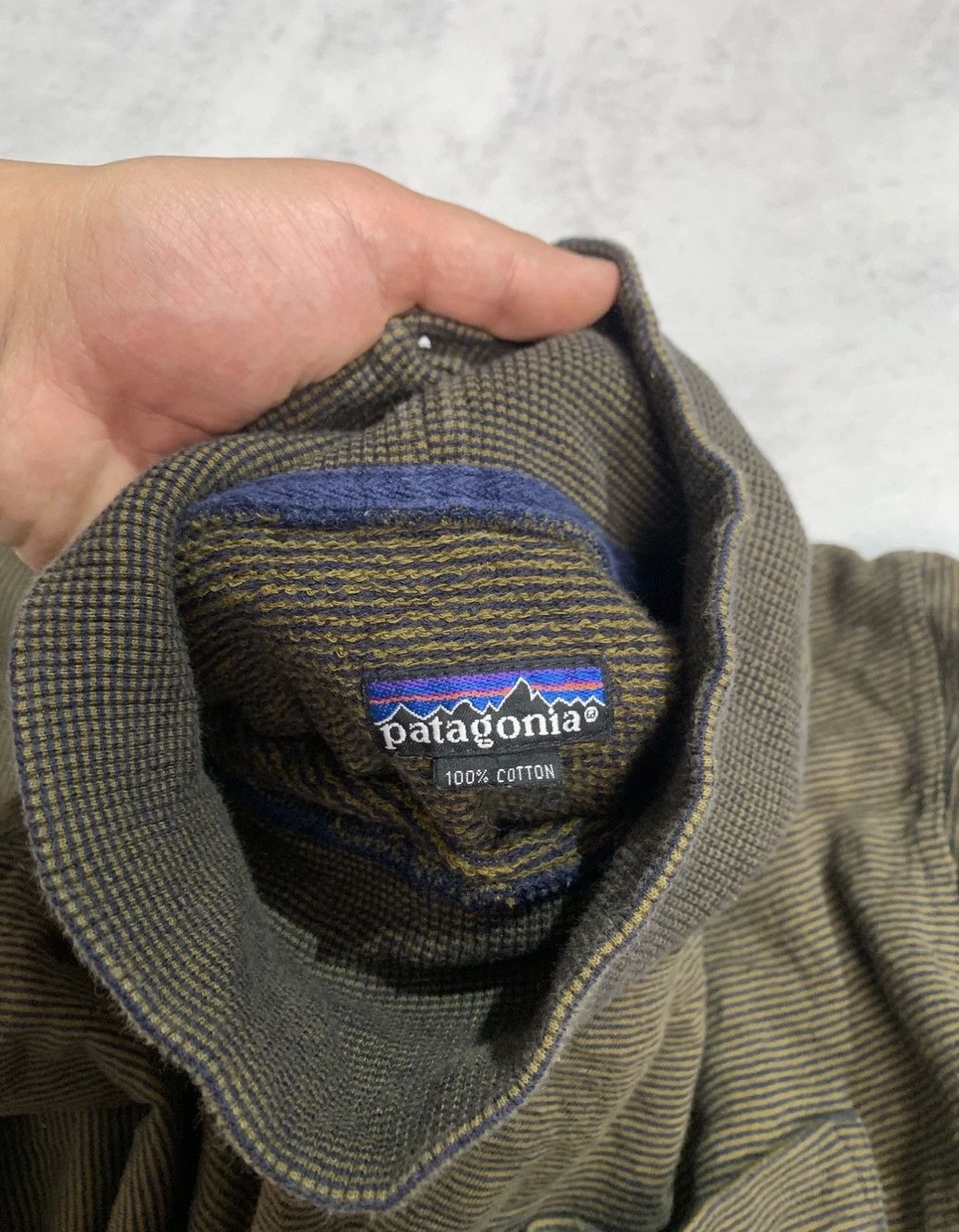 Patagonia Rare Vintage 90s Patagonia Striped Mock Neck L/S Tee Size US L / EU 52-54 / 3 - 4 Thumbnail
