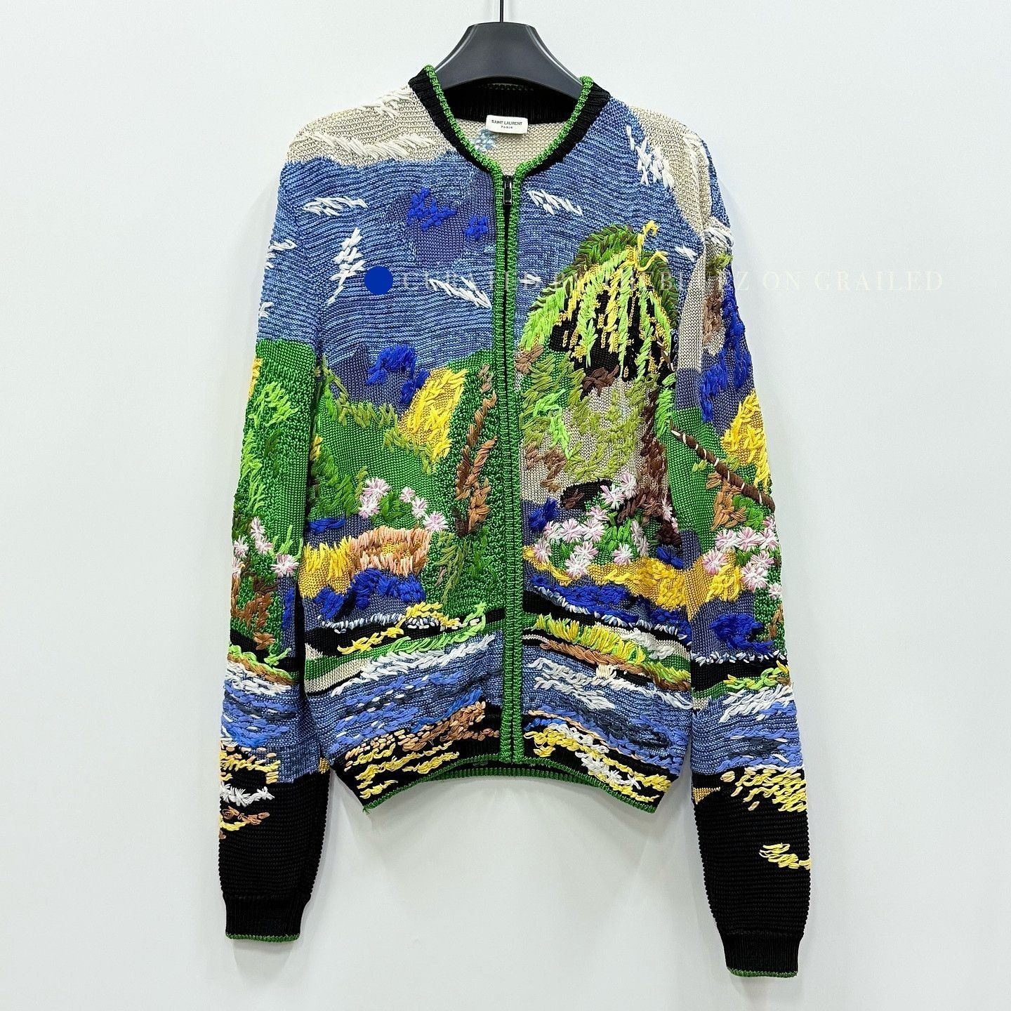 Saint Laurent Paris Landscape Embroidered Zip Jacket in Multi Size US XS / EU 42 / 0 - 1 Thumbnail