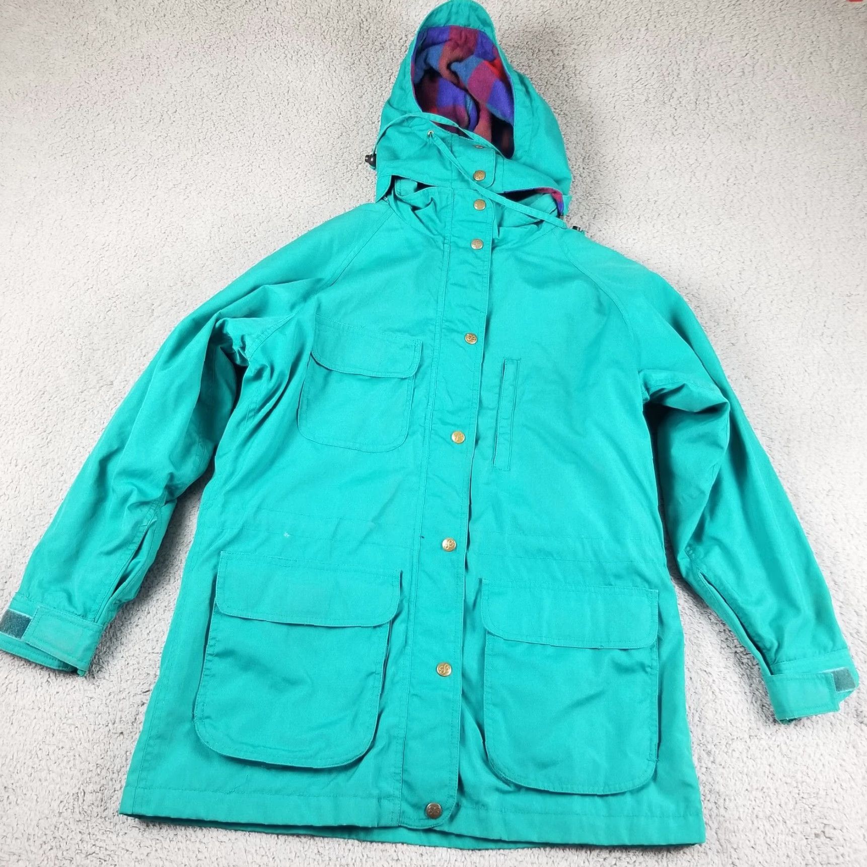 Vintage VINTAGE L.L. Bean Parka Jacket Women Medium Blue Wool Check 80s 90s Hooded Pockets Size M / US 6-8 / IT 42-44 - 2 Thumbnail