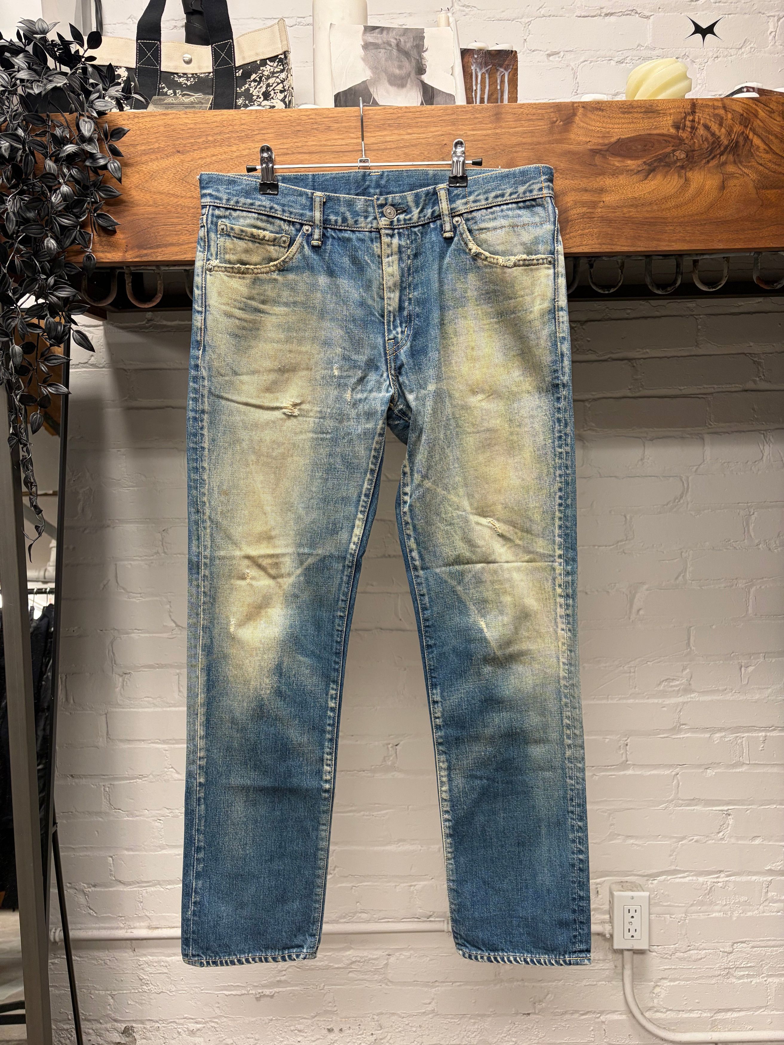 Visvim AW2012 Visvim ‘Dirty Blue’ Slim Bootcut Jeans with Genuine Snakeskin Leather Patch Size US 30 / EU 46 - 1 Thumbnail