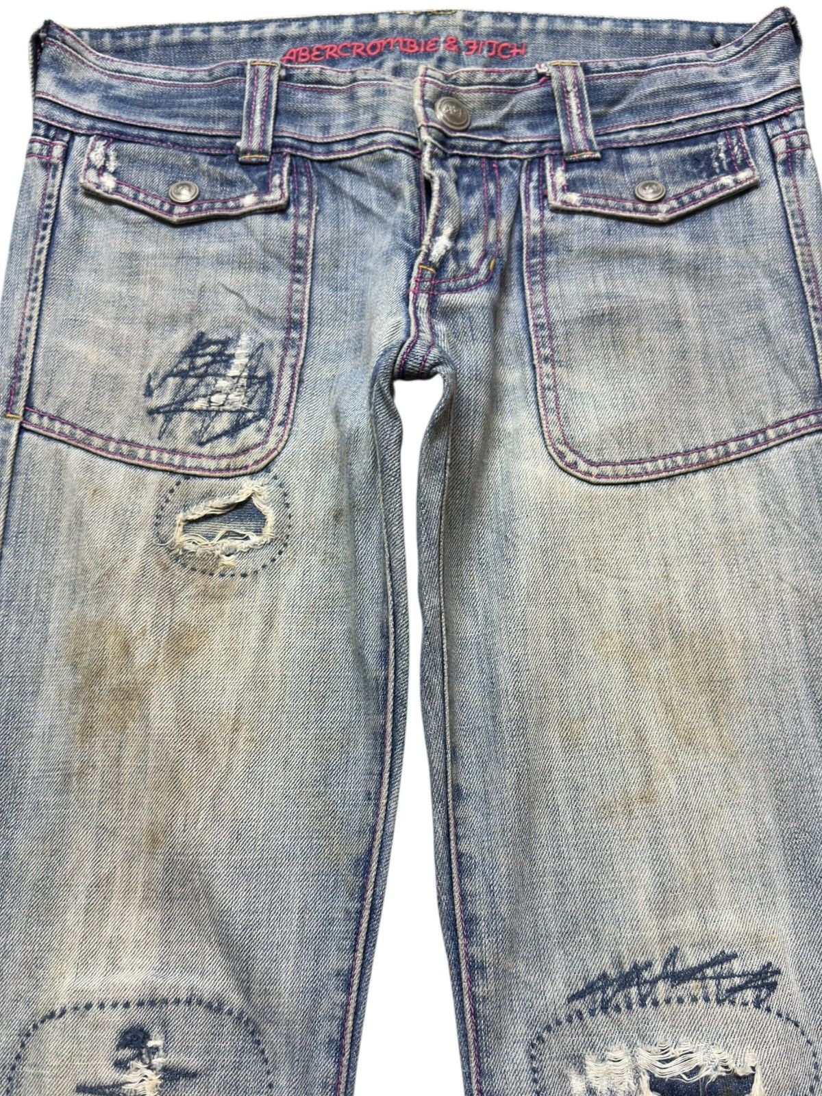 Abercrombie & Fitch Vintage Abercombie&Fitch Flare Bootcut Faded Grunge Denim Size US 29 - 2 Thumbnail