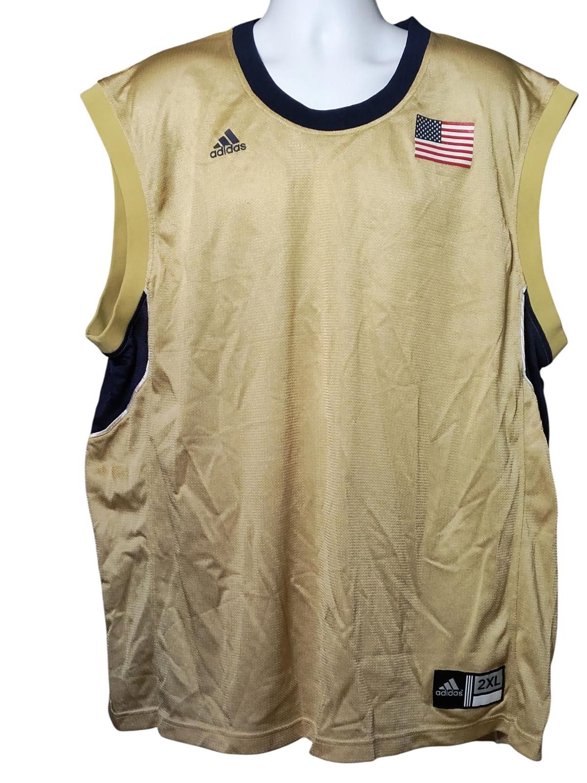 Adidas Adidas Men's Gold Basketball Jersey with USA Flag Patch Size Size ONE SIZE - 3 Thumbnail