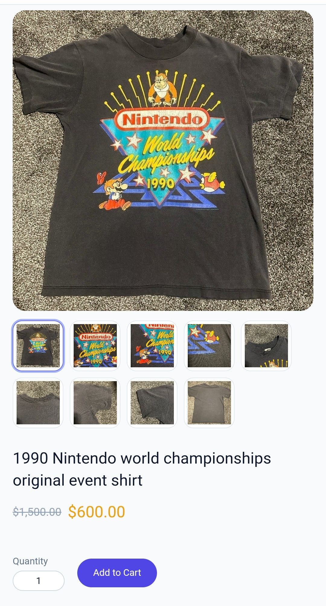 Nintendo 2002 Vintage Nintendo world Championship promo tee Size US L / EU 52-54 / 3 - 9 Thumbnail
