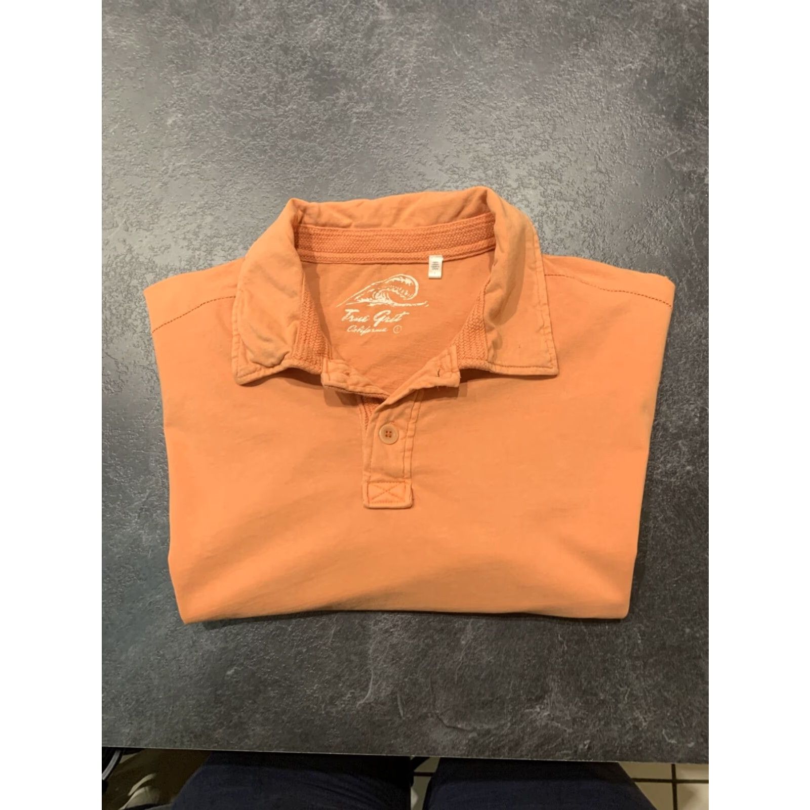 Vintage True Grit Mens Short Sleeve Polo Shirt Large Peach Coral Golf Beach Size US L / EU 52-54 / 3 - 1 Thumbnail