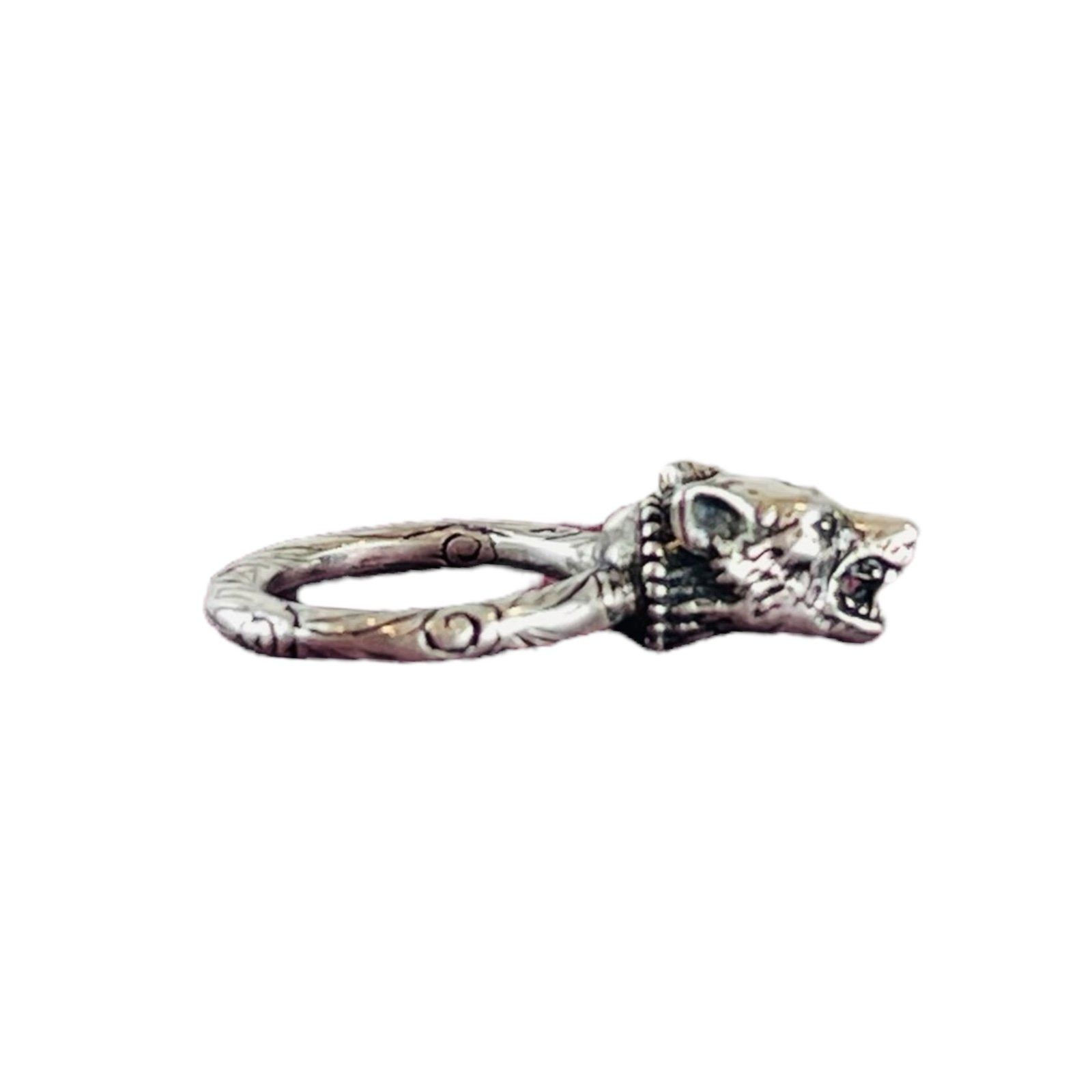 image of Gucci Silver Wolf GG Logo Rings Size 12, Men's