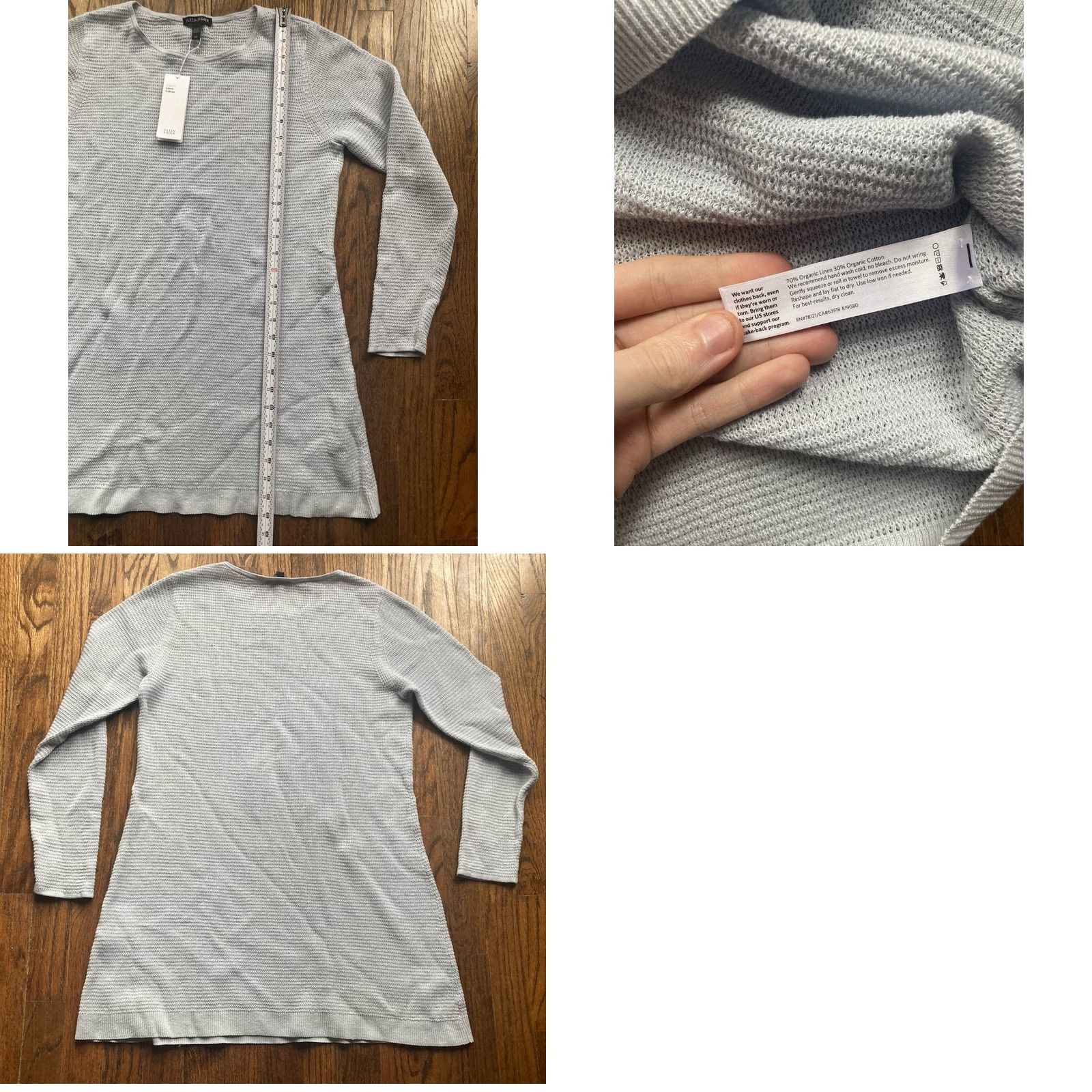 Eileen Fisher Eileen Fisher Tunic Shirt Womens Size S Linen Cotton Light Blue Knit Button Size S / US 4 / IT 40 - 8 Thumbnail