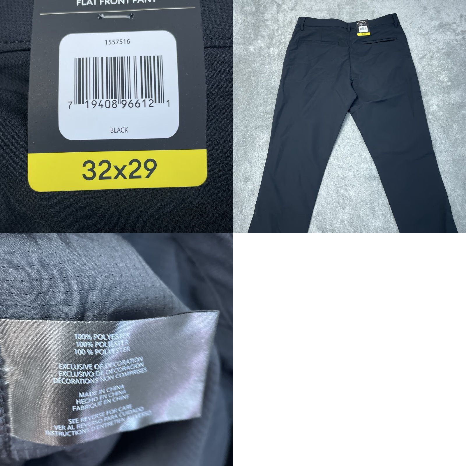 Banana Republic Pants Flat Front 32x29 Black Men Regular 32 29 Polyester Shoes?