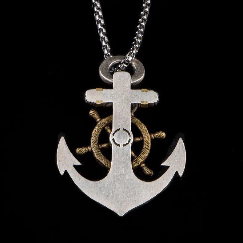 Jewelry × Vintage Vintage Punk Mythology Pirate Anchor Rudder Pendant Necklace Size ONE SIZE - 3 Thumbnail