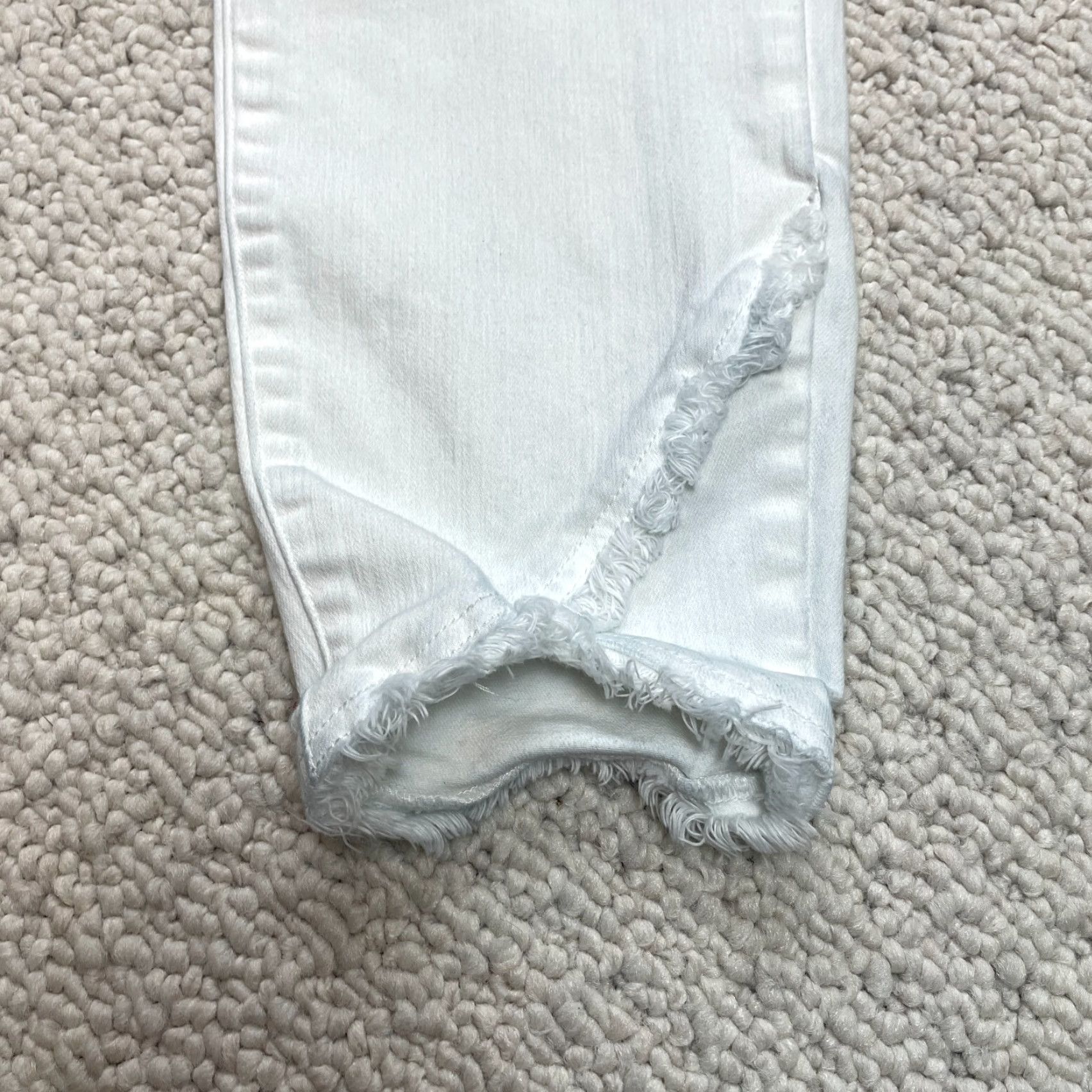 Vintage Liverpool Jeans Womens Jeans 14/32 White Skinny Mid Rise Stretch Fringes Bottoms Size 36" / US 14 / IT 50 - 2 Thumbnail