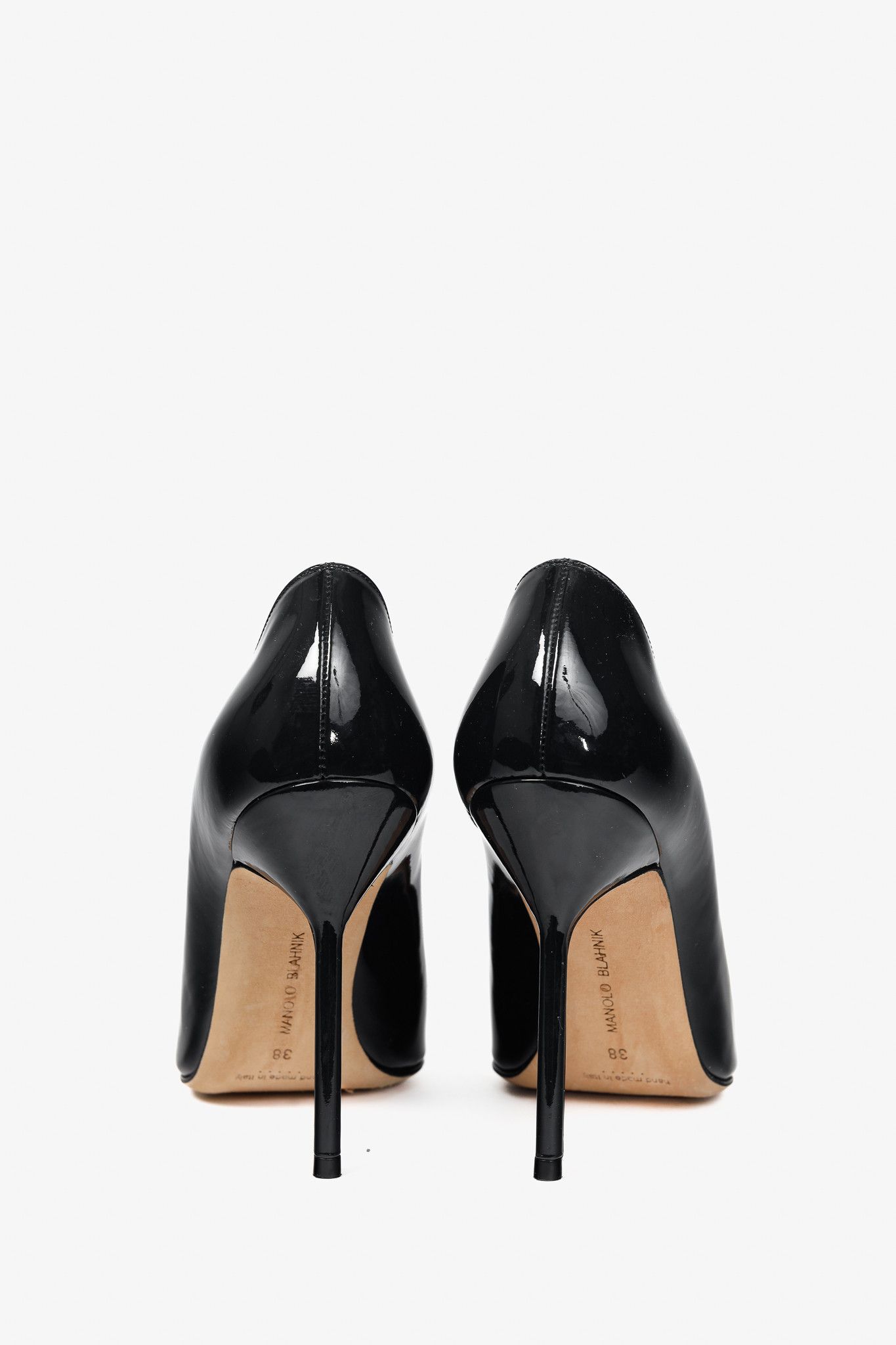 Manolo Blahnik Manolo Blahnik BB Patent Leather Pointed-Toe Pumps Size US 7.5 / IT 37.5 - 3 Thumbnail