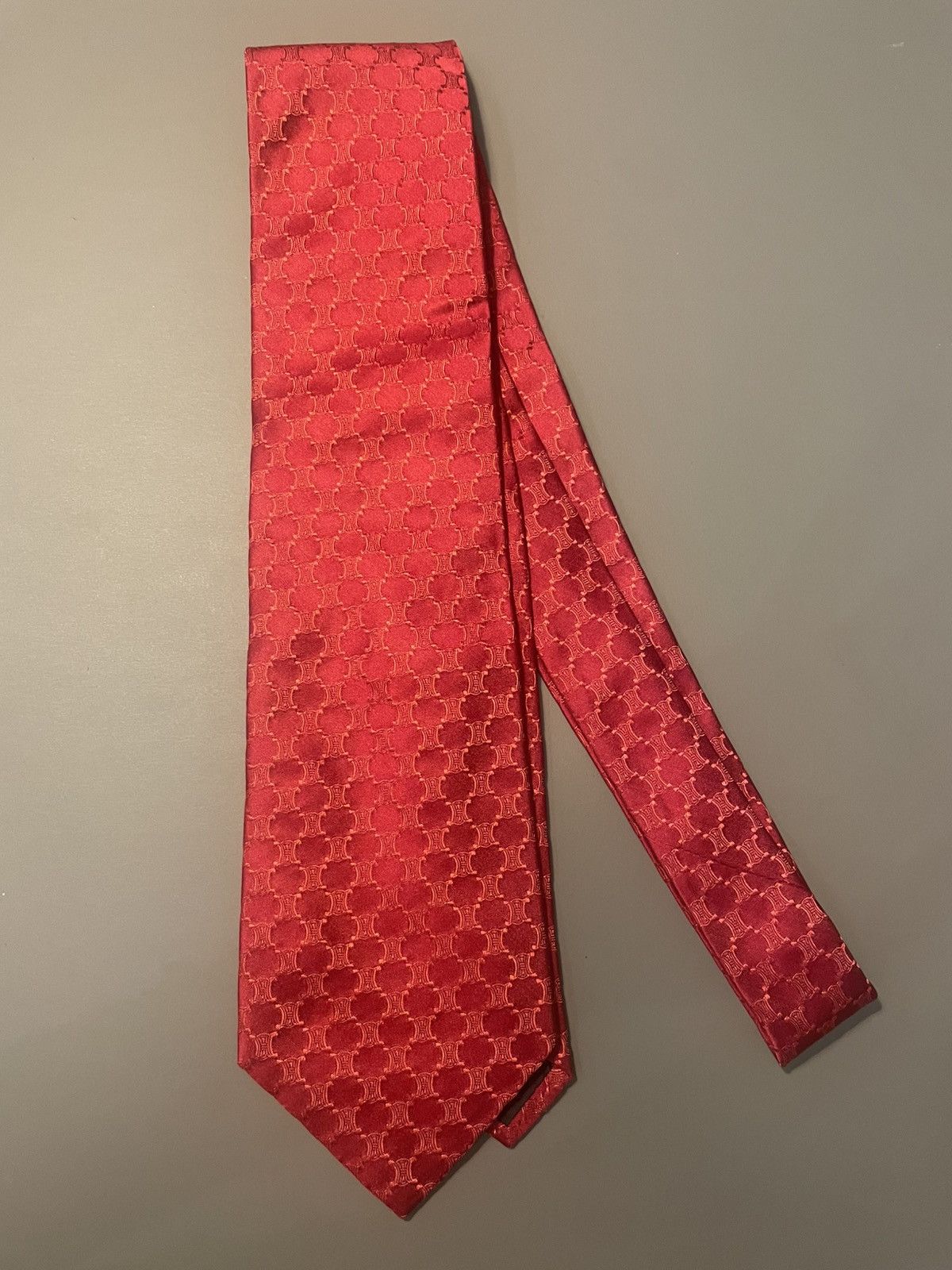 Celine Celine Triomphe Tie. Red. 100% silk Size ONE SIZE - 1 Thumbnail