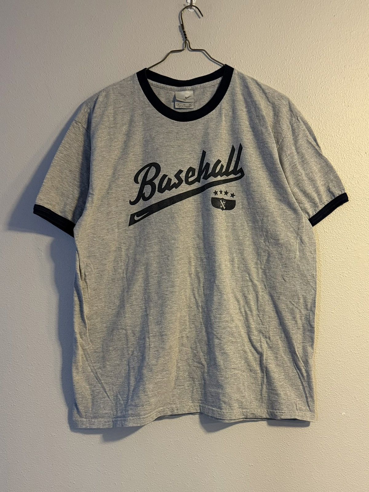 Nike Vtg y2k 2000s nike baseball ringer tee gray & black Size US XL / EU 56 / 4 - 1 Thumbnail
