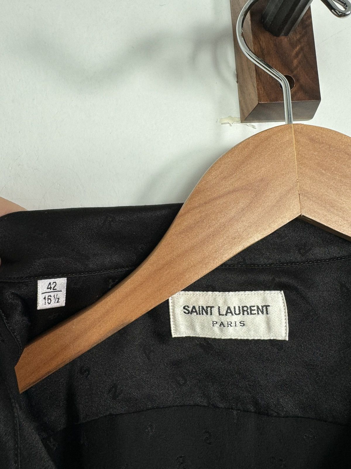 Saint Laurent Paris Silk Logo Camp Shirt Size US L / EU 52-54 / 3 - 3 Thumbnail