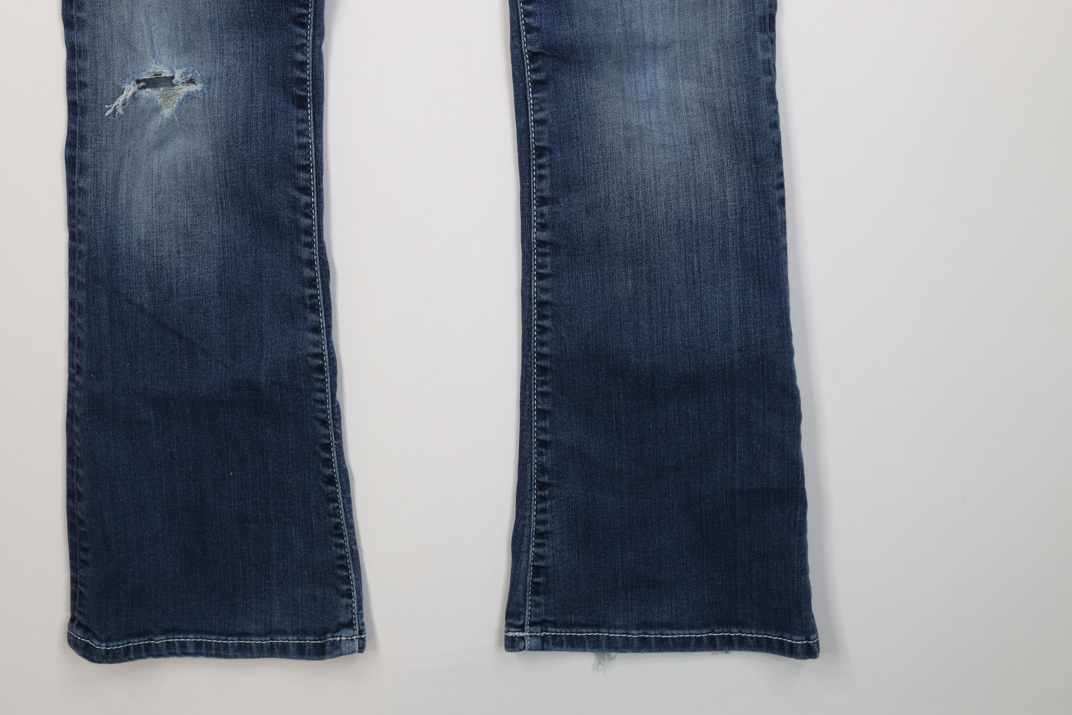 Vintage Buckle BKE Distressed Thick Stitch Stella Flared Denim Jeans Size 26" / US 2 / IT 38 - 5 Thumbnail