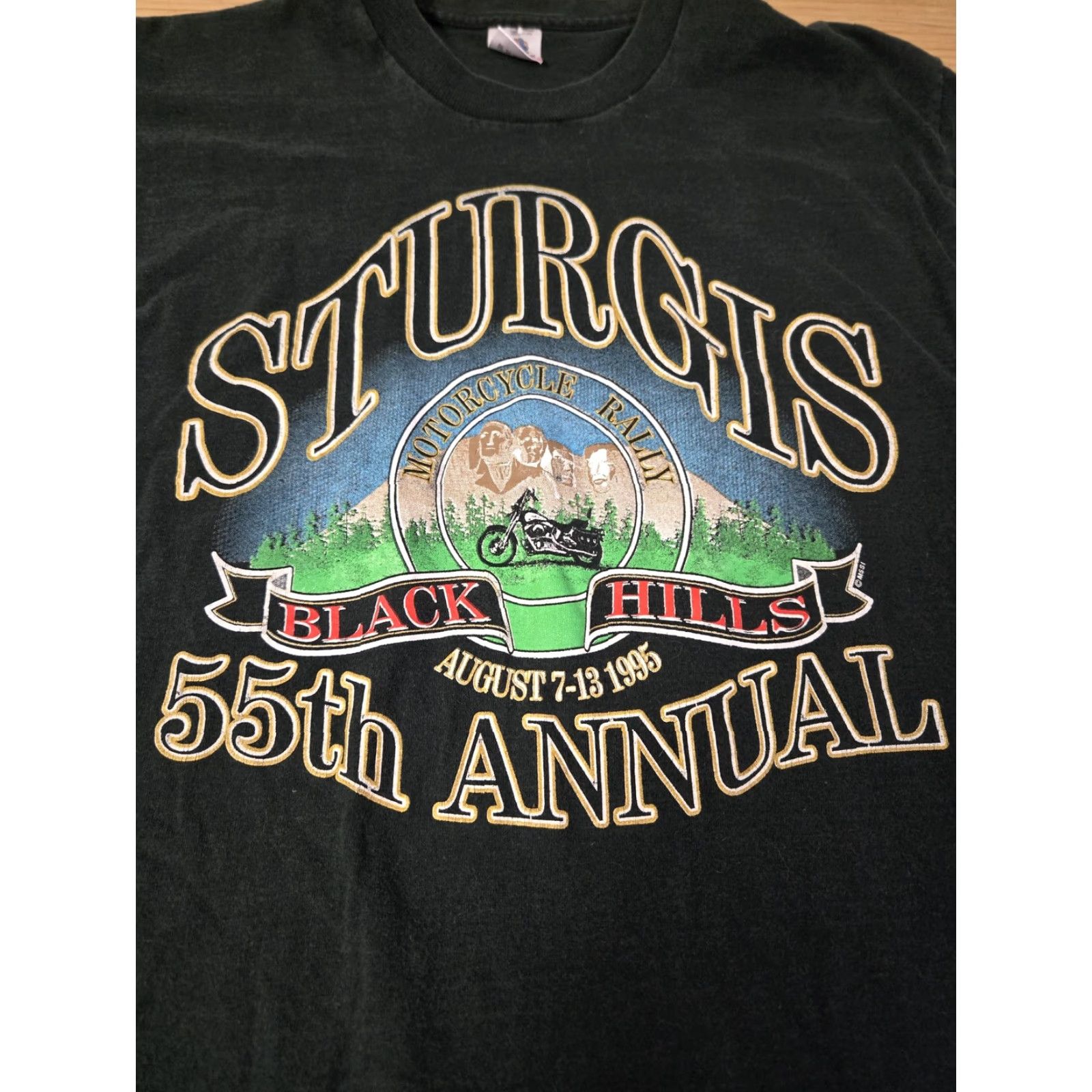 Fruit Of The Loom VINTAGE Sturgis Black Hills Motorcycle Rally Shirt Mens Large 90s 55th Annual Graphic Print Cotton Crew Neck Short Sleeve Black Size US L / EU 52-54 / 3 - 2 Thumbnail
