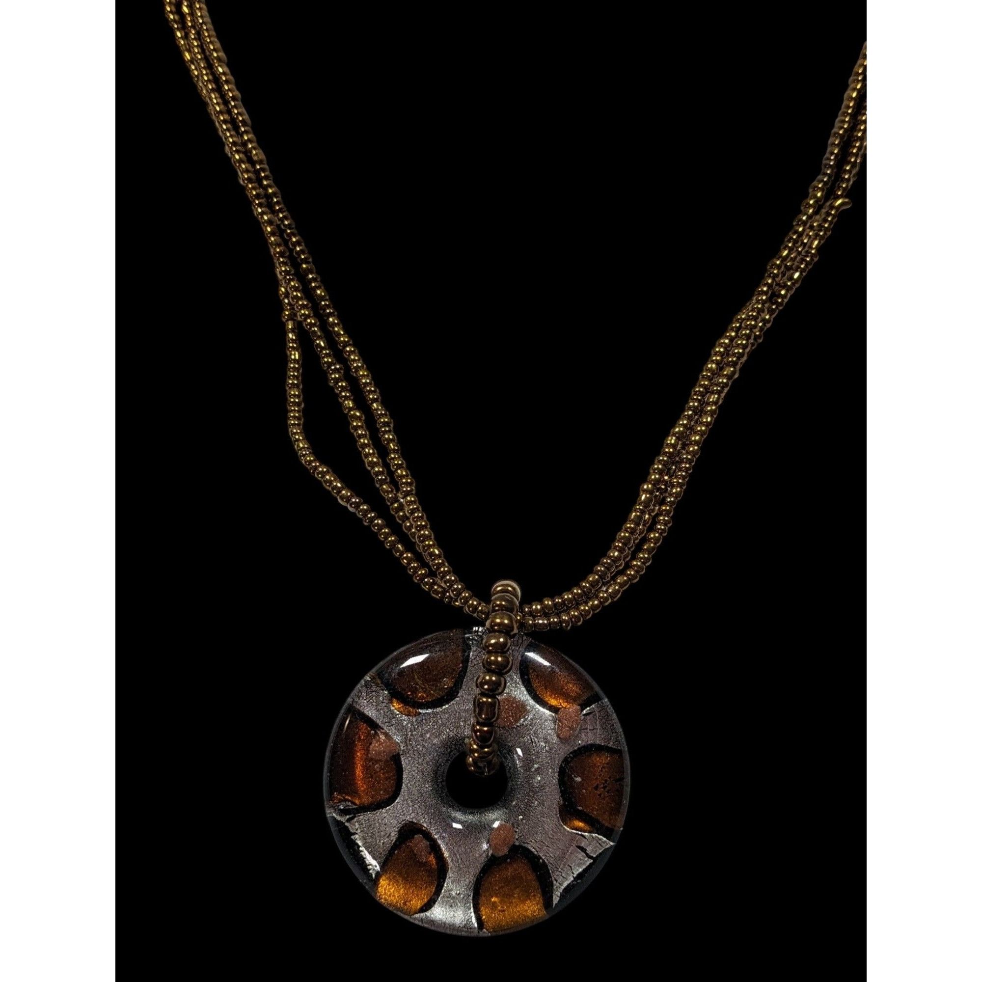 Other Metallic Glass Donut Pendant Necklace Silver And Gold Tone W Size ONE SIZE - 3 Thumbnail