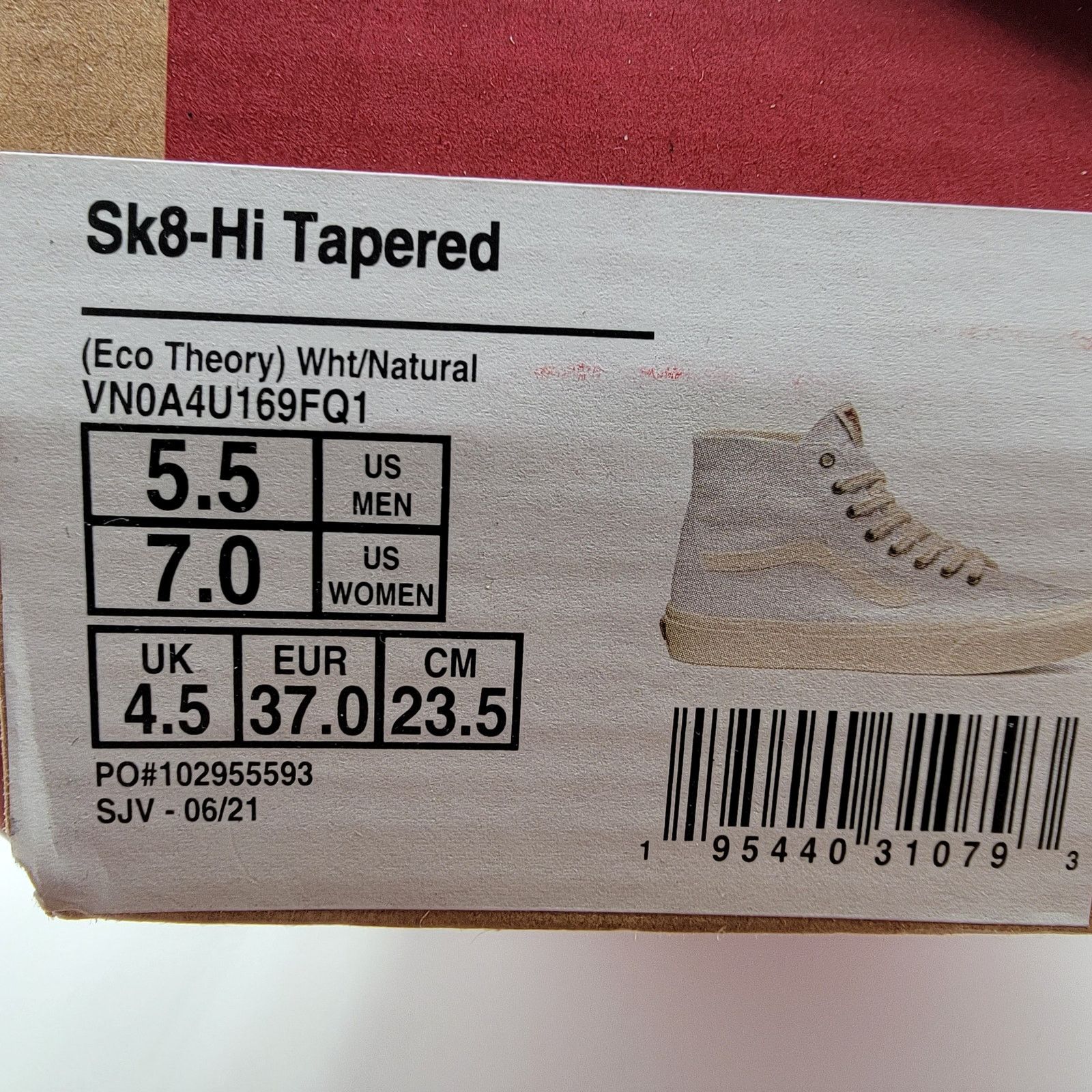 Vans Vans Sk8-Hi Tapered Eco Theory White Natural Men 5.5 Women 7 Size US 5.5 / EU 38 - 10 Thumbnail