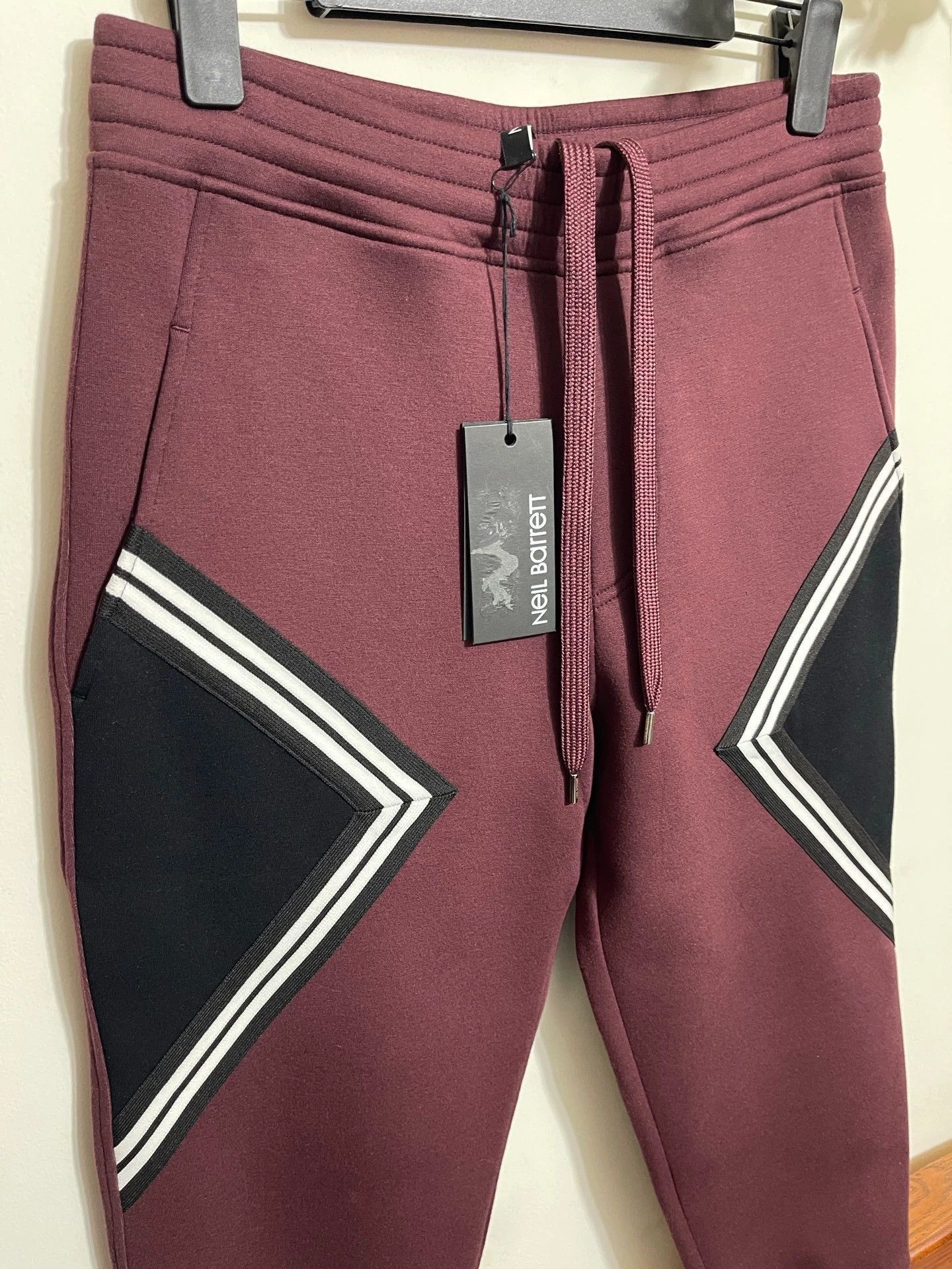 Neil Barrett Red Colorblock Sweatpants with Striped Accents Size US 32 / EU 48 - 3 Thumbnail