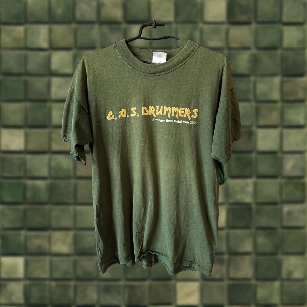 Vintage VINTAGE G.A.S. Drummers Stronger Than Metal Tour Band T-Shirt L Men Olive Green Size US L / EU 52-54 / 3 - 1 Thumbnail