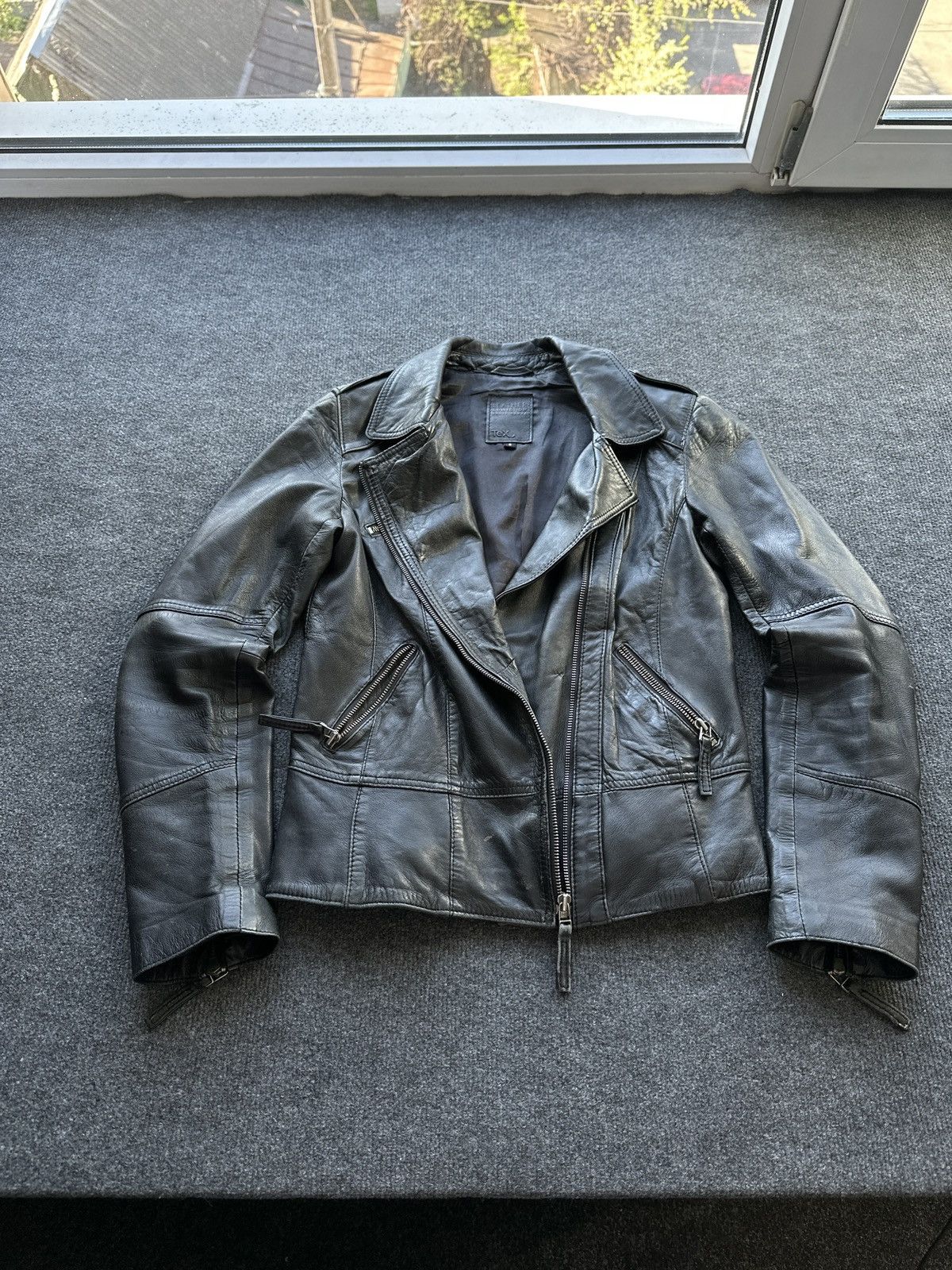 Leather 🚨 LEATHER WOMEN OPIUM MULTIPOCKET JACKET ZIP AVANT GARDE Size S / US 4 / IT 40 - 1 Thumbnail