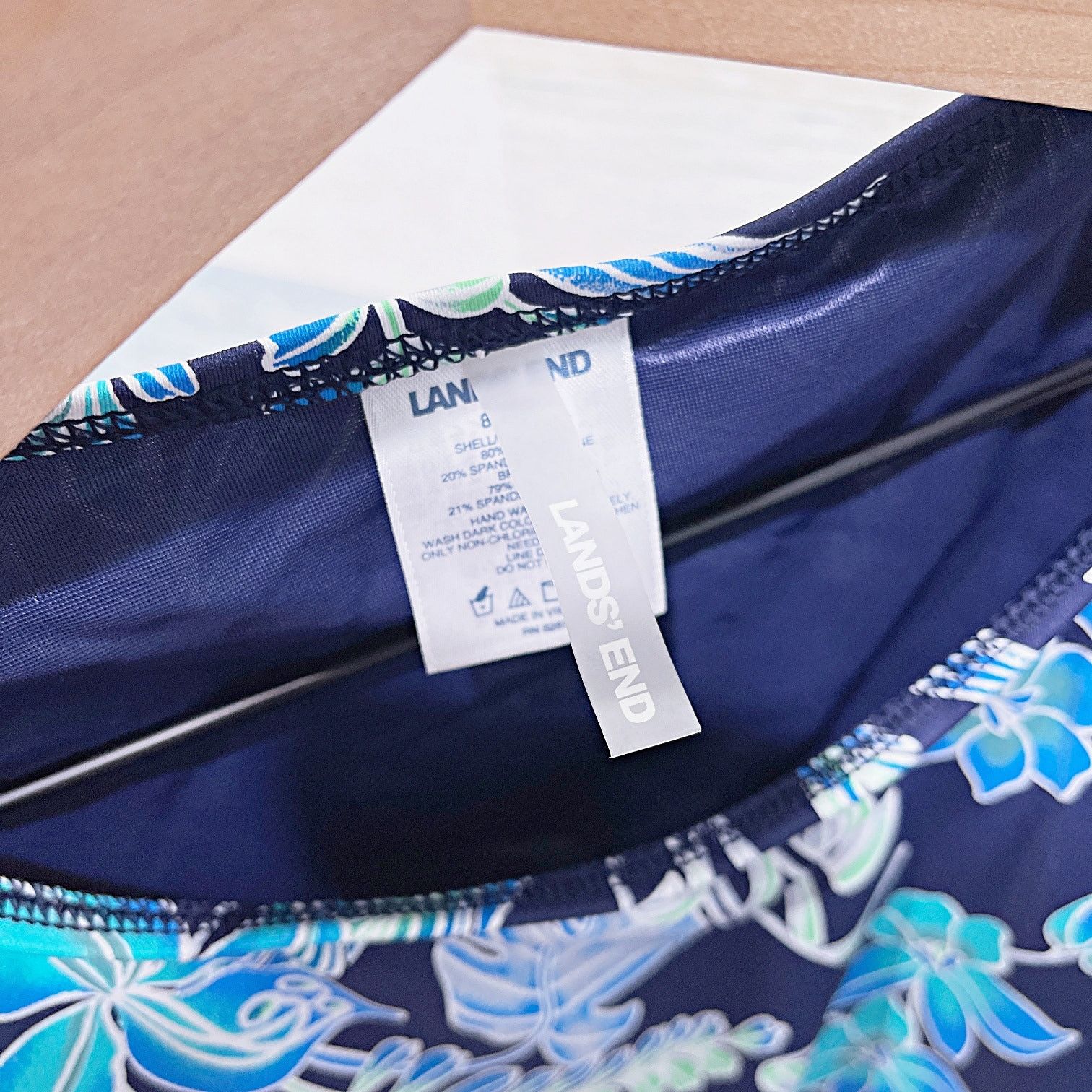 Lands' End Lands End Swim Tropical Floral Tankini Swim Top Blue 8 DDD Size ONE SIZE - 4 Thumbnail