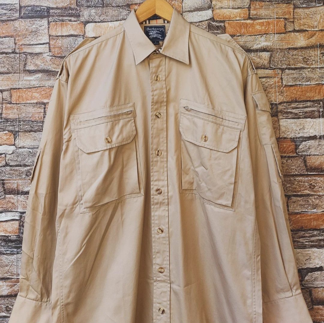 Burberry Vtg Burberry Work Shirt Long Sleeve Size US L / EU 52-54 / 3 - 2 Thumbnail