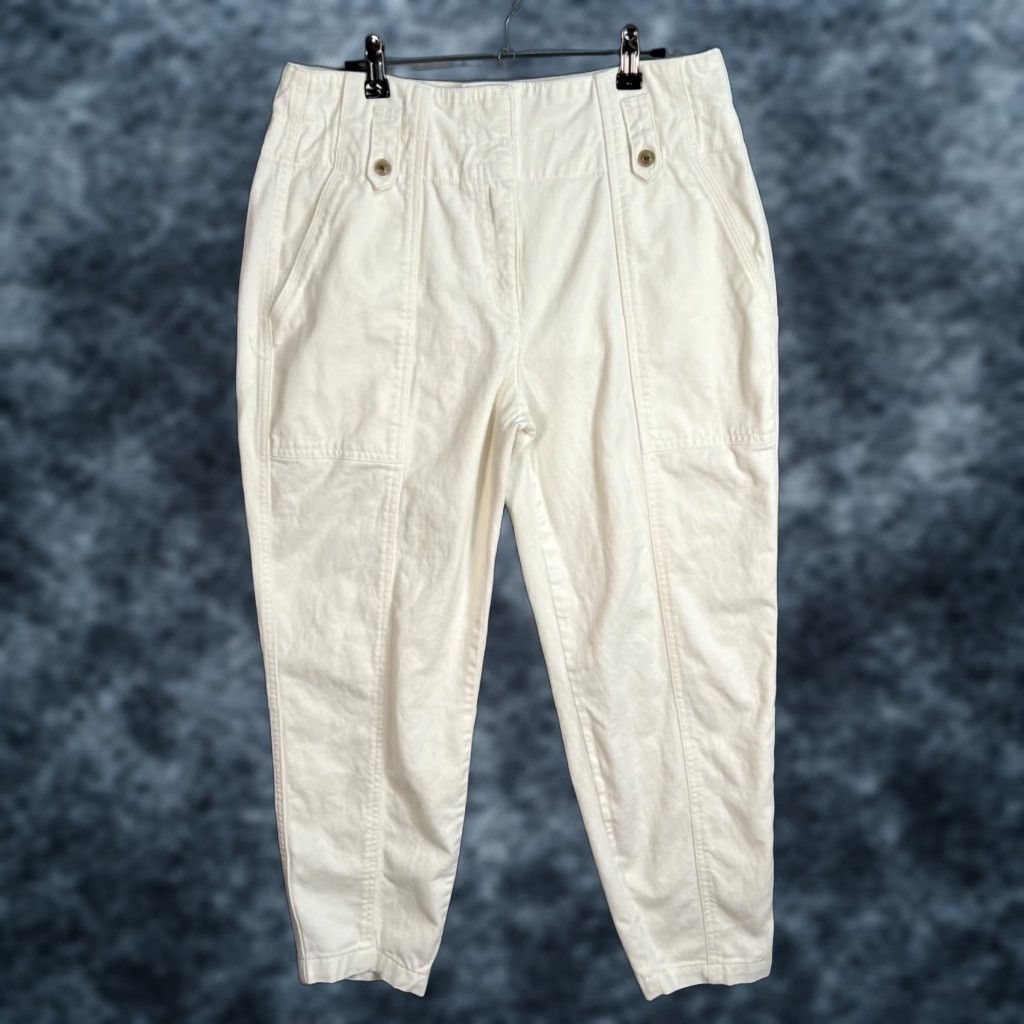 Reiss VINTAGE Reiss White Denim Tapered Jeans Pants Button Detail Adult Womens 14 White Size 36" / US 14 / IT 50 - 1 Thumbnail