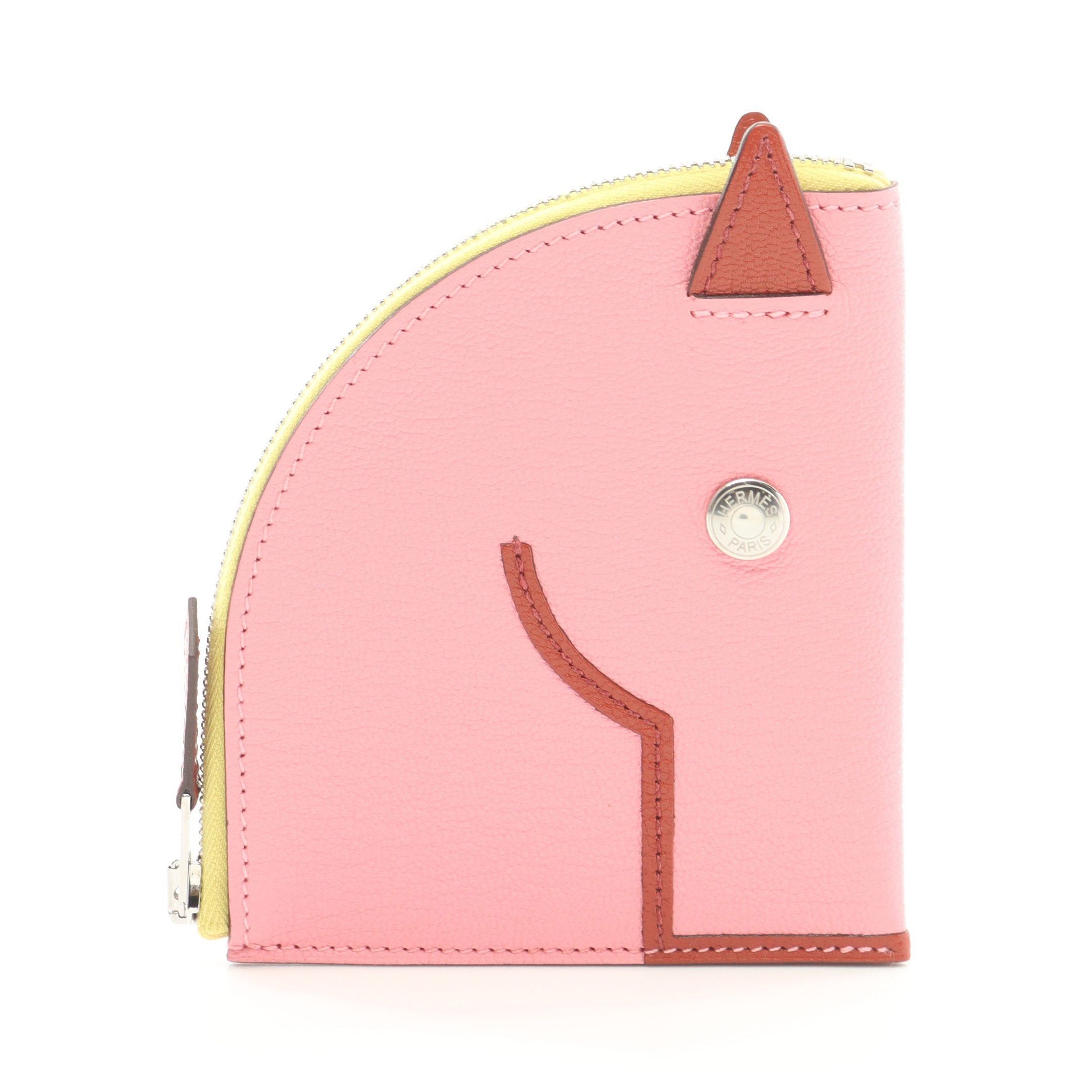Hermes Hermes Paddock Rose Confetti Brick Coin Purse Chevre Pink Brown Yellow Silver Hardware Y Stamp Size ONE SIZE - 1 Thumbnail