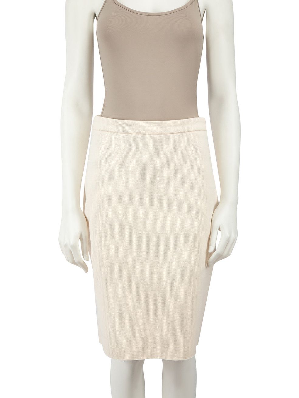 Cream Back Zipped Pencil Skirt