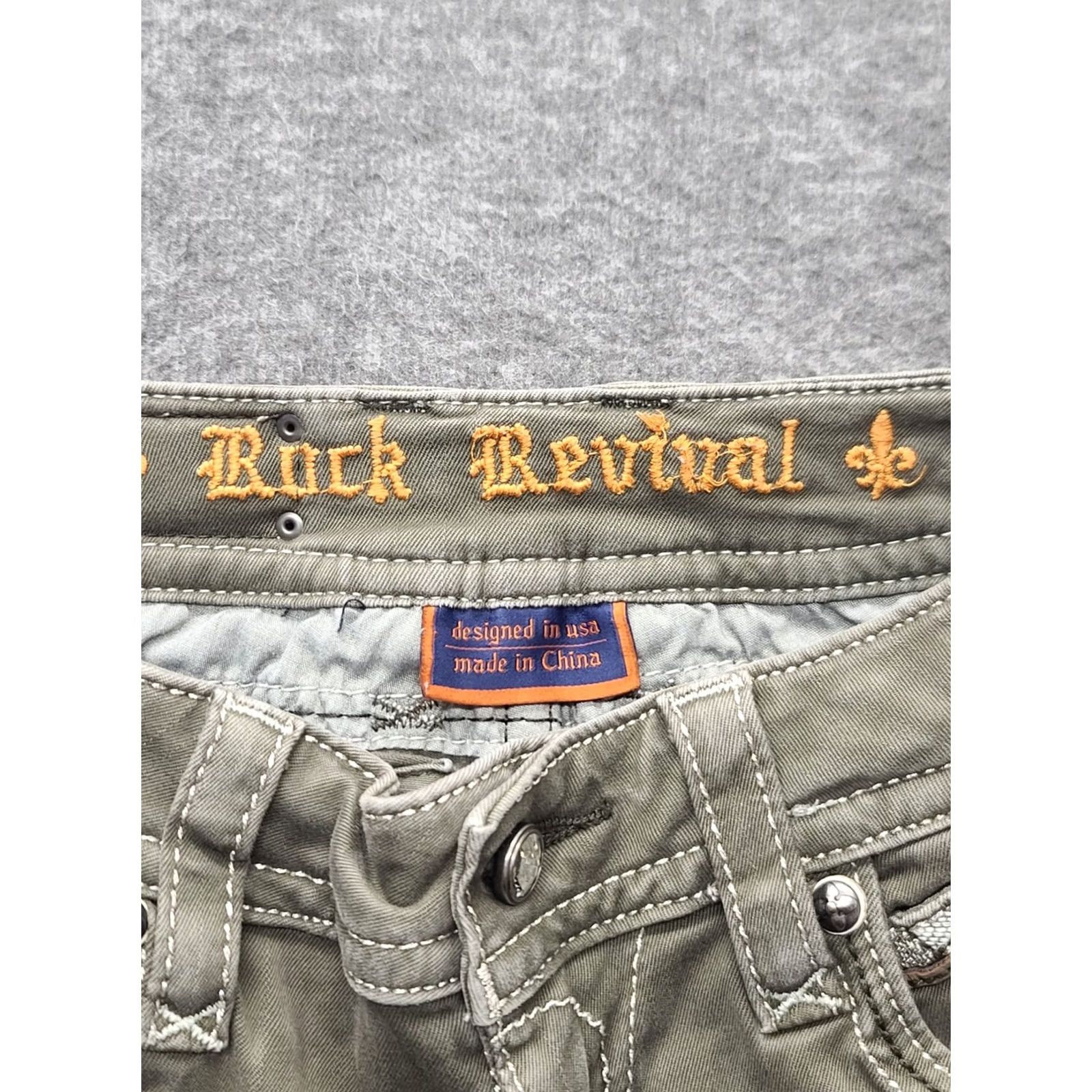 Vintage VINTAGE Rock Revival Rock Revival Keris Womens Skinny Jeans 26x31 Olive Green Embellished Bling Shoes? Size 26" / US 2 / IT 38 - 4 Thumbnail