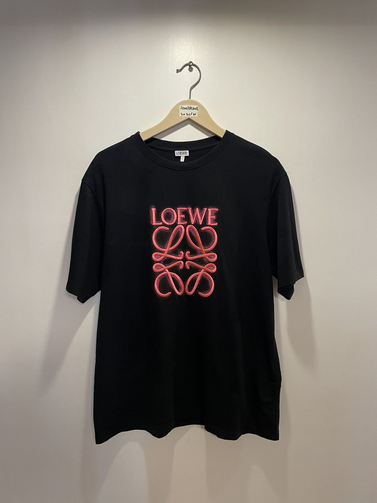 Loewe Loewe Black Neon Anagram Embroidered Cotton Crew Neck Tee Size US S / EU 44-46 / 1 - 2 Thumbnail