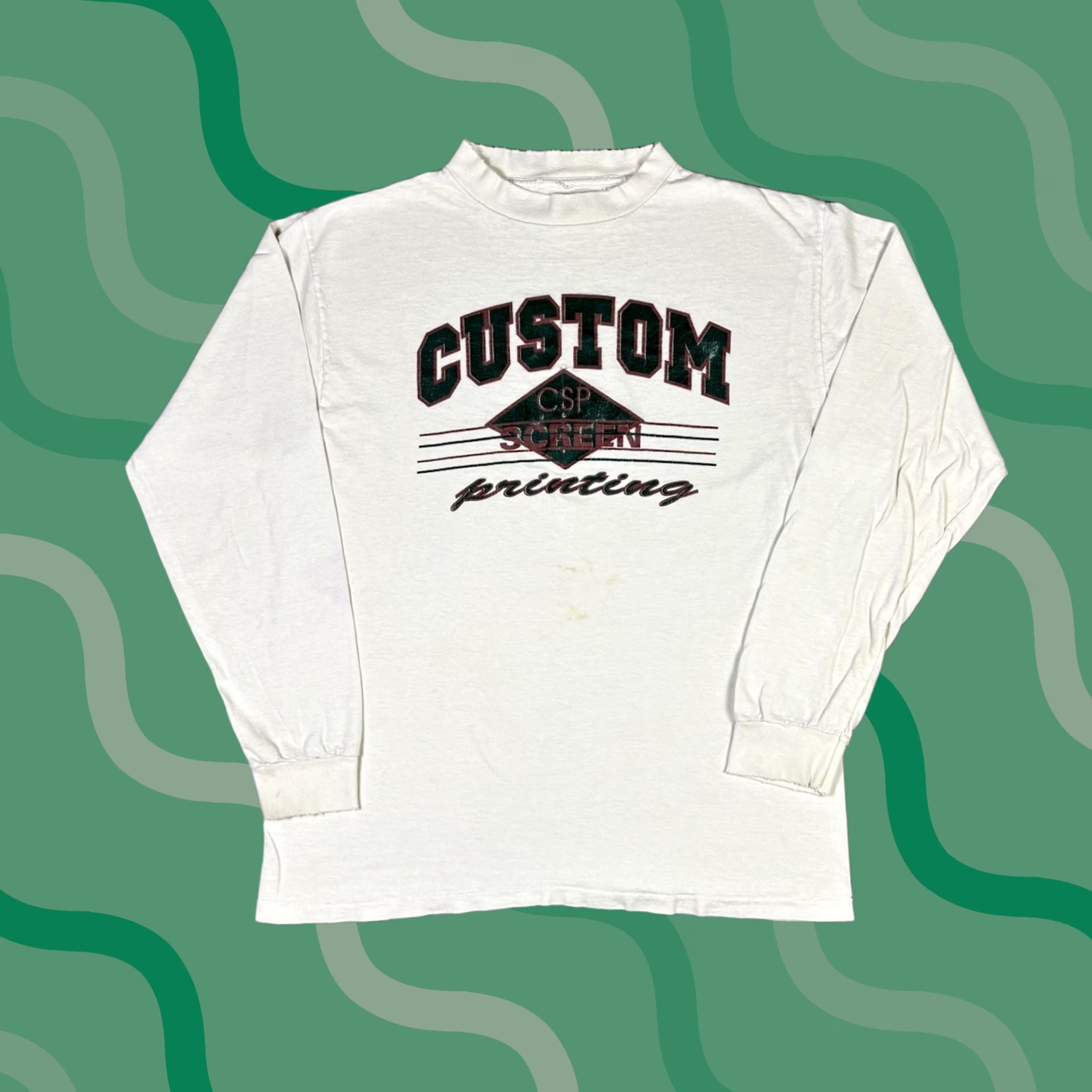 Vintage VINTAGE Custom Screen Printing Promo Art T Shirt Long Sleeve Adult Medium 90s White Nike? Size US M / EU 48-50 / 2 - 1 Thumbnail