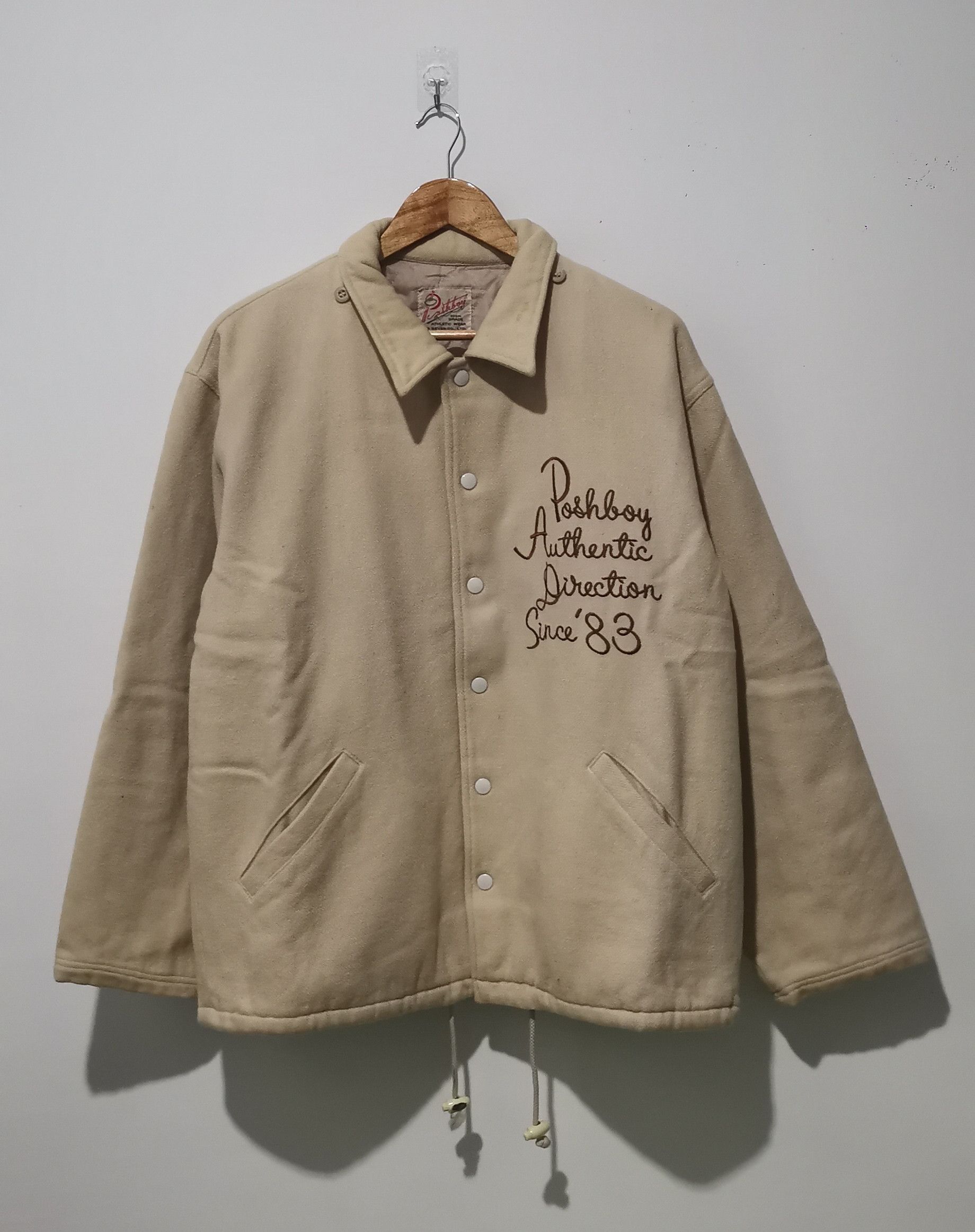 Vintage Vintage POSHBOY Wool Stadium Jacket Beige – Rare Varsity L Size US L / EU 52-54 / 3 - 1 Thumbnail
