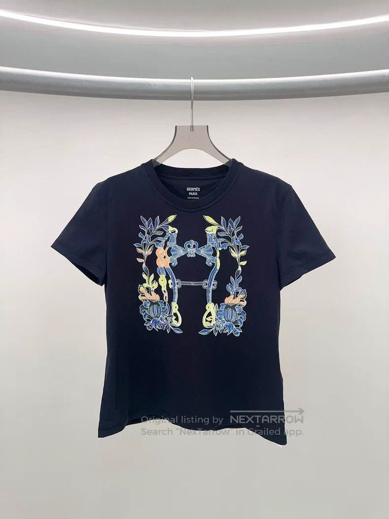Hermes Hermes Blue patterned T-shirt Size XS / US 0-2 / IT 36-38 - 1 Thumbnail
