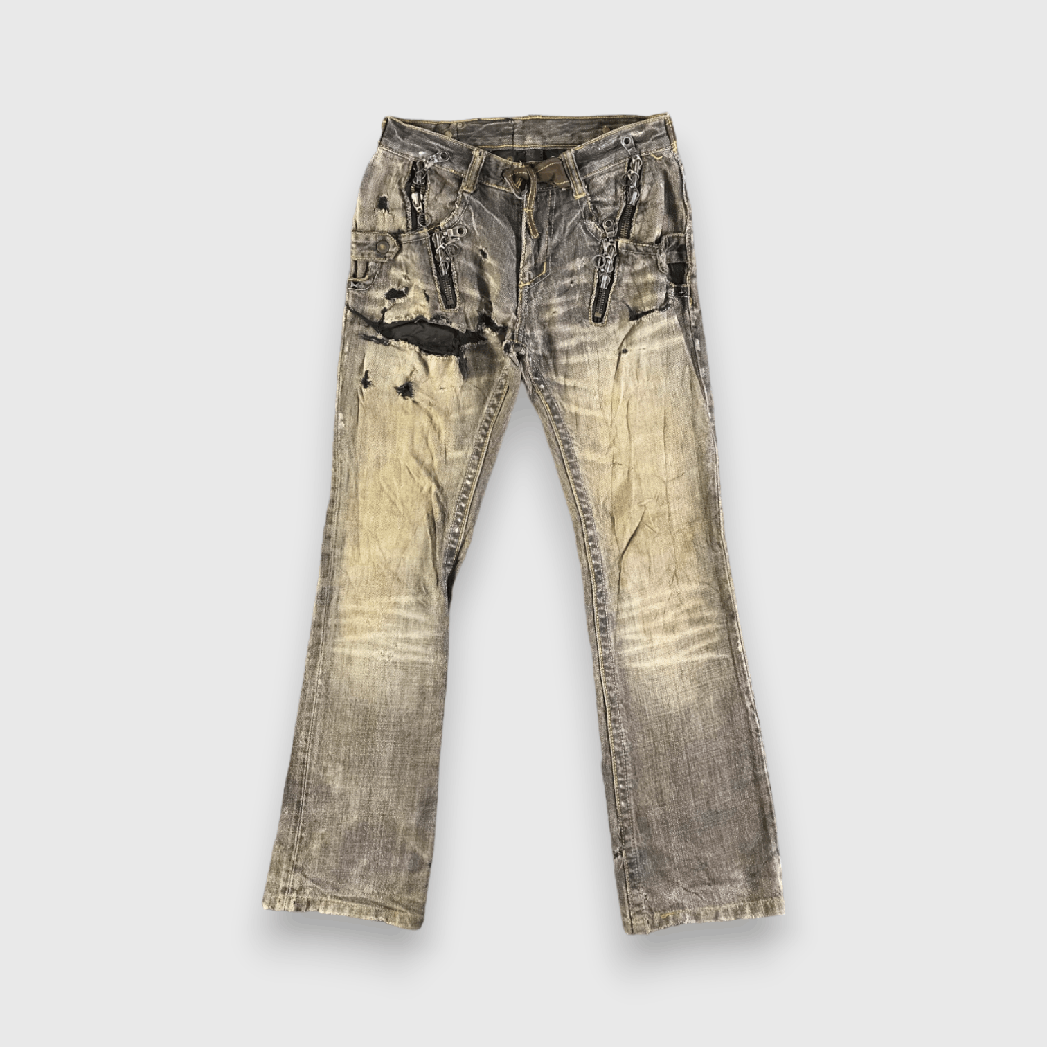 Vintage Distress Flare Jeans-J4570